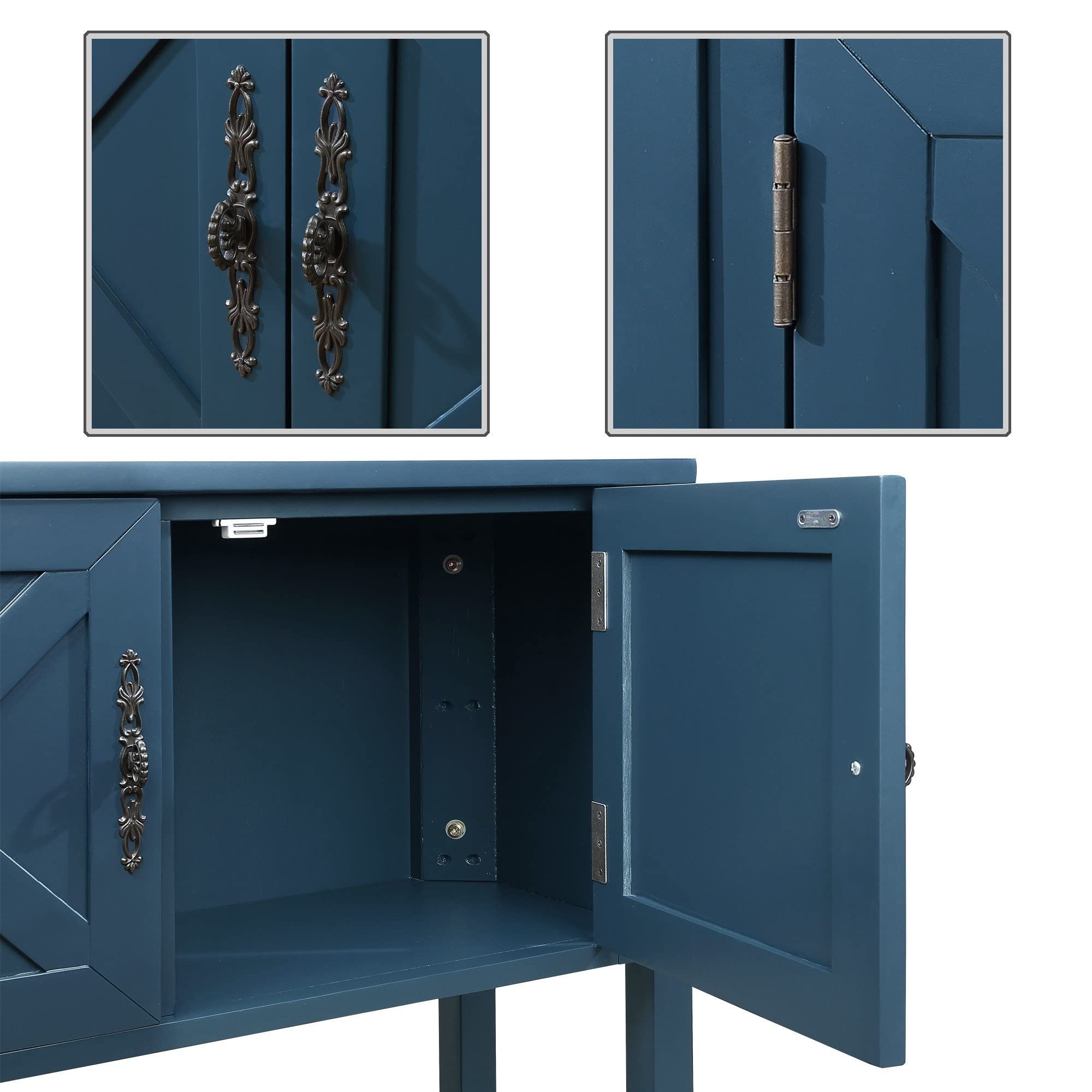 35 Inch Farmhouse Wood Buffet Sideboard Console Table with Bottom Shelf & 2-Door Cabinet - Rustic Dining Room Furniture for Kitchen, Living Room, Entryway Storage (Navy Blue) | Perfect for Farmhouse Decor, Small Space Storage & Dining Room Organization