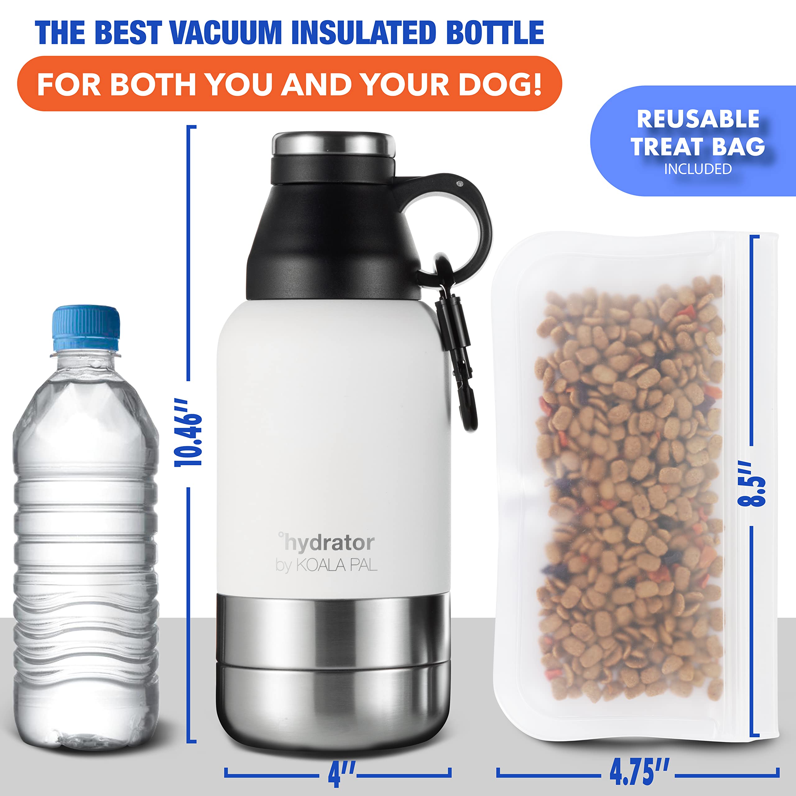 32oz Portable Dog Water Bottle with Detachable Bowl - Leak Proof Travel Water Dispenser for Dogs - Perfect for Hiking, Camping & Outdoor Adventures (Star White, 32oz)