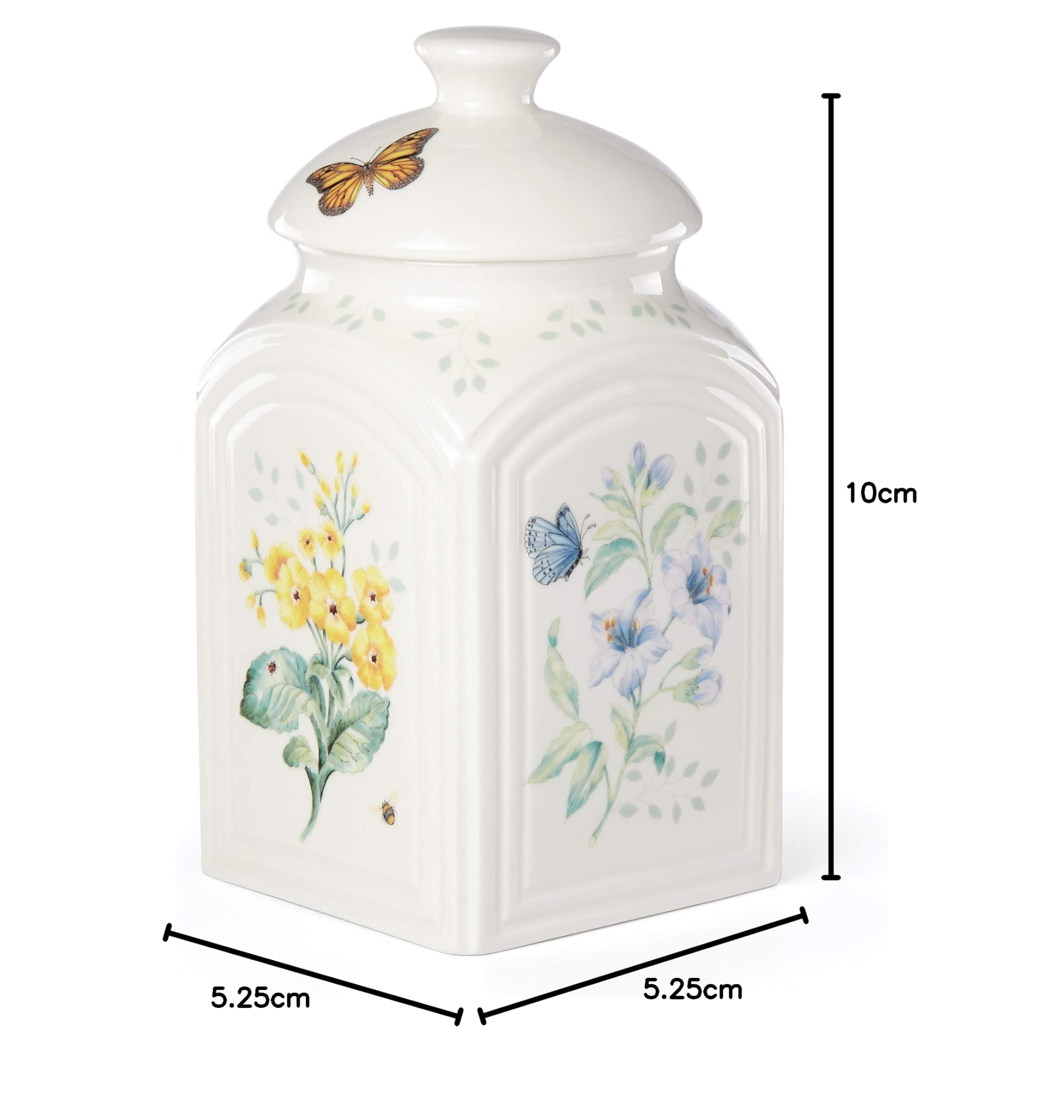 Lenox Butterfly Meadow Canister Set - 3-Piece Ceramic Storage Containers for Kitchen, Pantry & Countertop Organization - Perfect for Flour, Sugar, Coffee & Dry Food Storage
