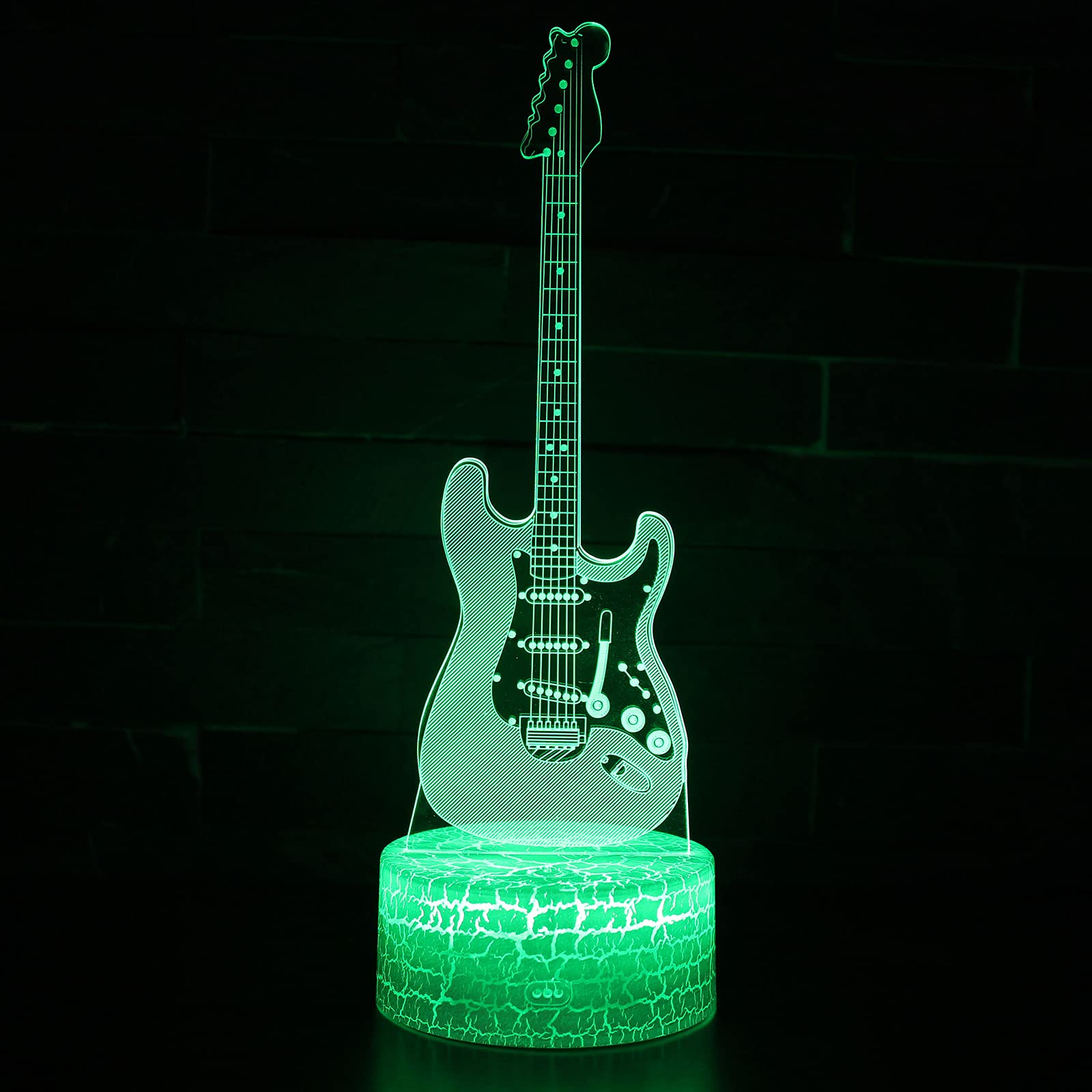 3D Illusion Guitar Lamp - 16 Color Changing LED Night Light for Kids & Adults - Perfect for Bedroom, Nursery, and Relaxation
