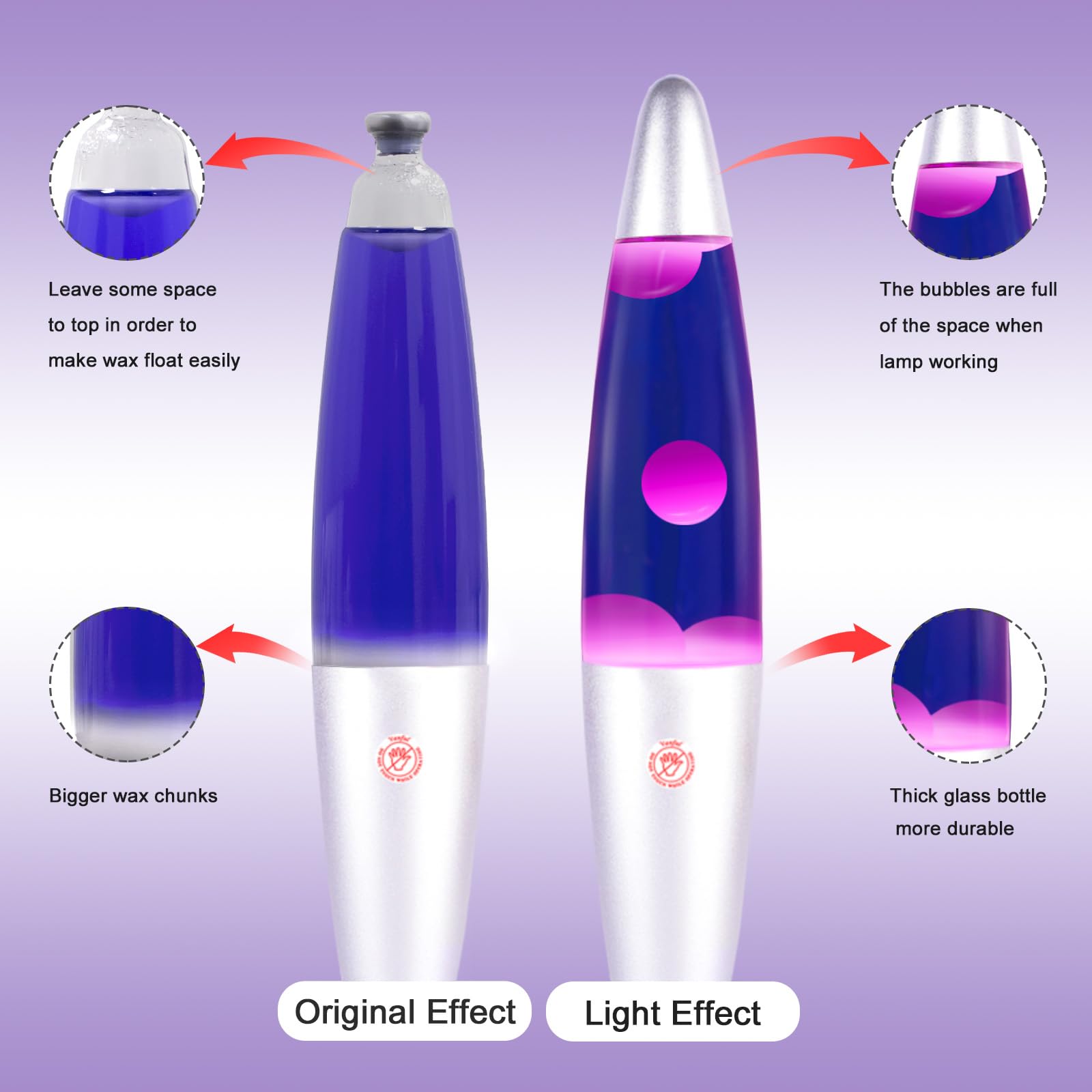 Purple Lava Lamp with White Wax & Silver Base - Soothing Liquid Motion Mood Light for Relaxation - Home, Office, Bedroom Decor - Glitter Night Light for Adults & Kids - Perfect for Stress Relief, Meditation & Cozy Ambiance