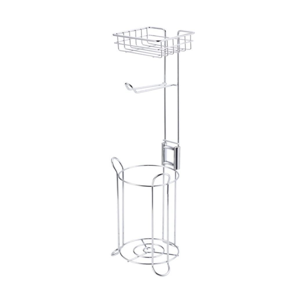 Stainless Steel Toilet Paper Holder Stand with Phone Shelf - Bathroom Tissue Roll Organizer for Home, Silver Finish | Perfect for Small Spaces, Modern Bathrooms & Convenient Storage