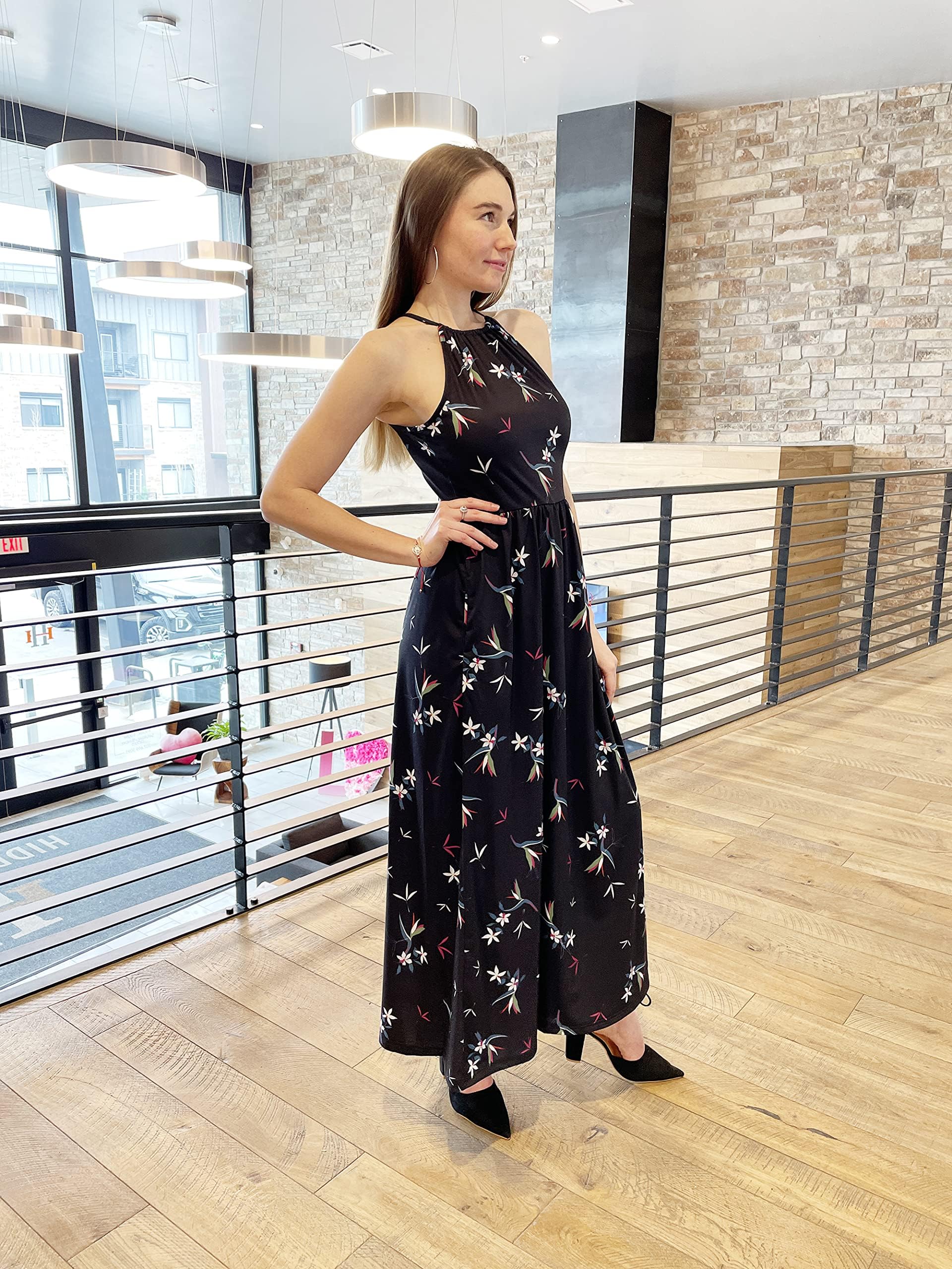 KILIG Women's Summer Maxi Dress 2025 - Casual Sleeveless Floral Sundress with Side Slit, Flowy Long Beach Dress for Vacation, Pool Party & Outdoor Date Night