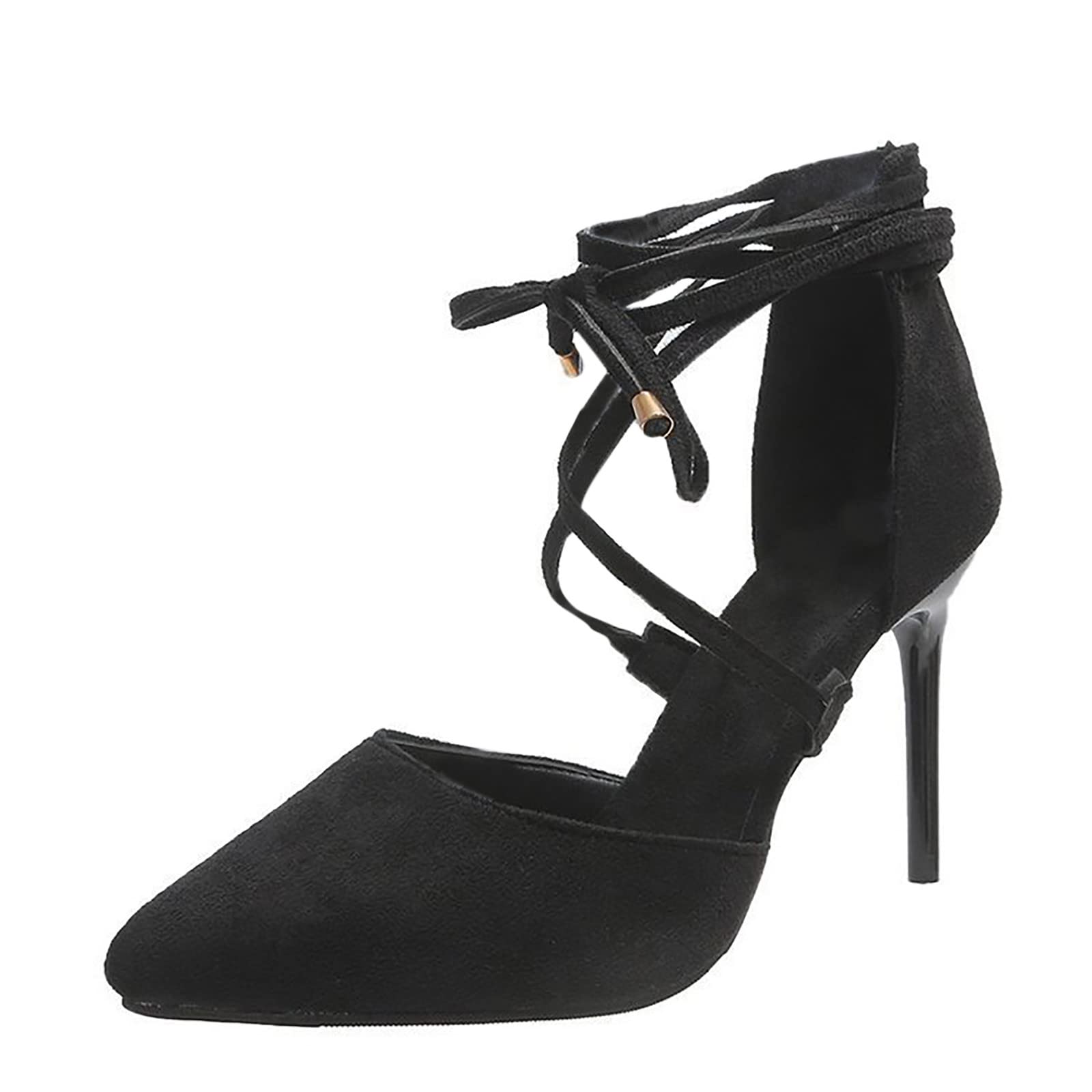 Women's Fashion High Heel Sandals with Thin Strap & Suede Toe - Elegant Ankle Strap Booties for Party, Wedding & Evening Wear