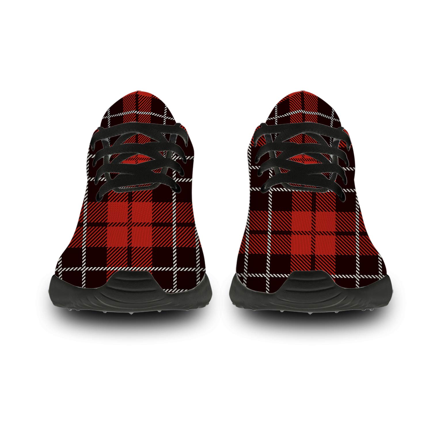 **Men's & Women's Buffalo Plaid Running Shoes - Red Black Tartan Check Sneakers for Walking, Tennis & Casual Wear - Size 10.5 Men/12 Women - Perfect Gifts for Boys & Girls**    *(Ideal for jogging, gym workouts, outdoor activities, and stylish everyday outfits)*