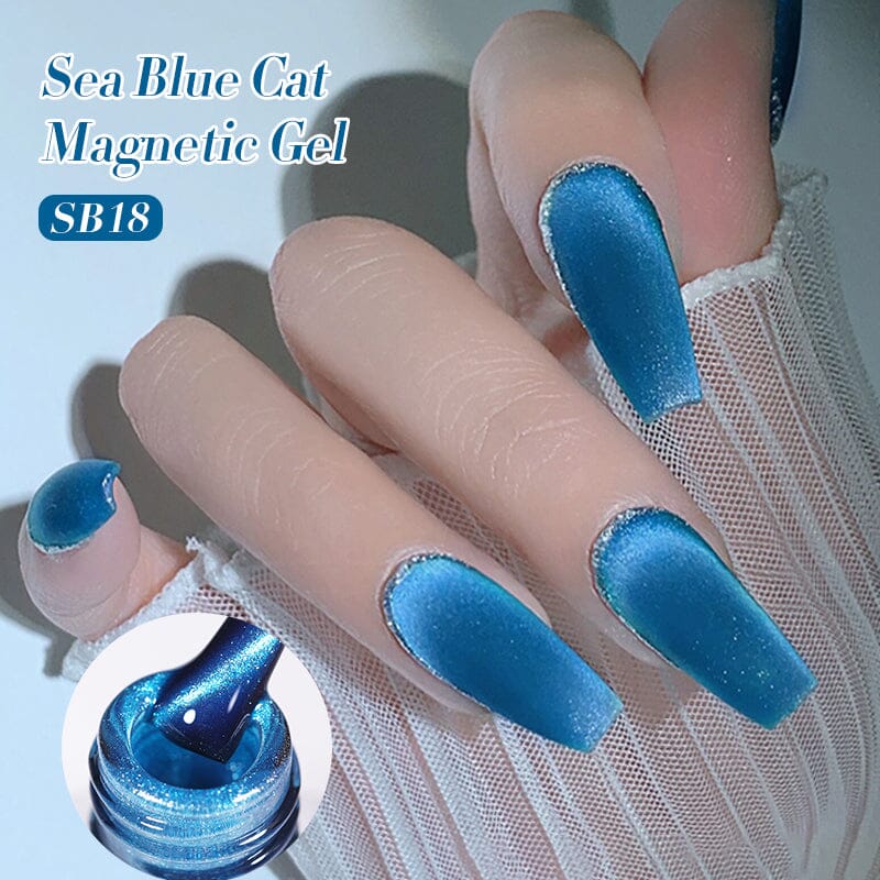Sea Blue Cat Magnetic Gel Polish SB18 - 10ml Nail Polish for Long-Lasting Manicures - Perfect for Home & Salon Nail Art Designs