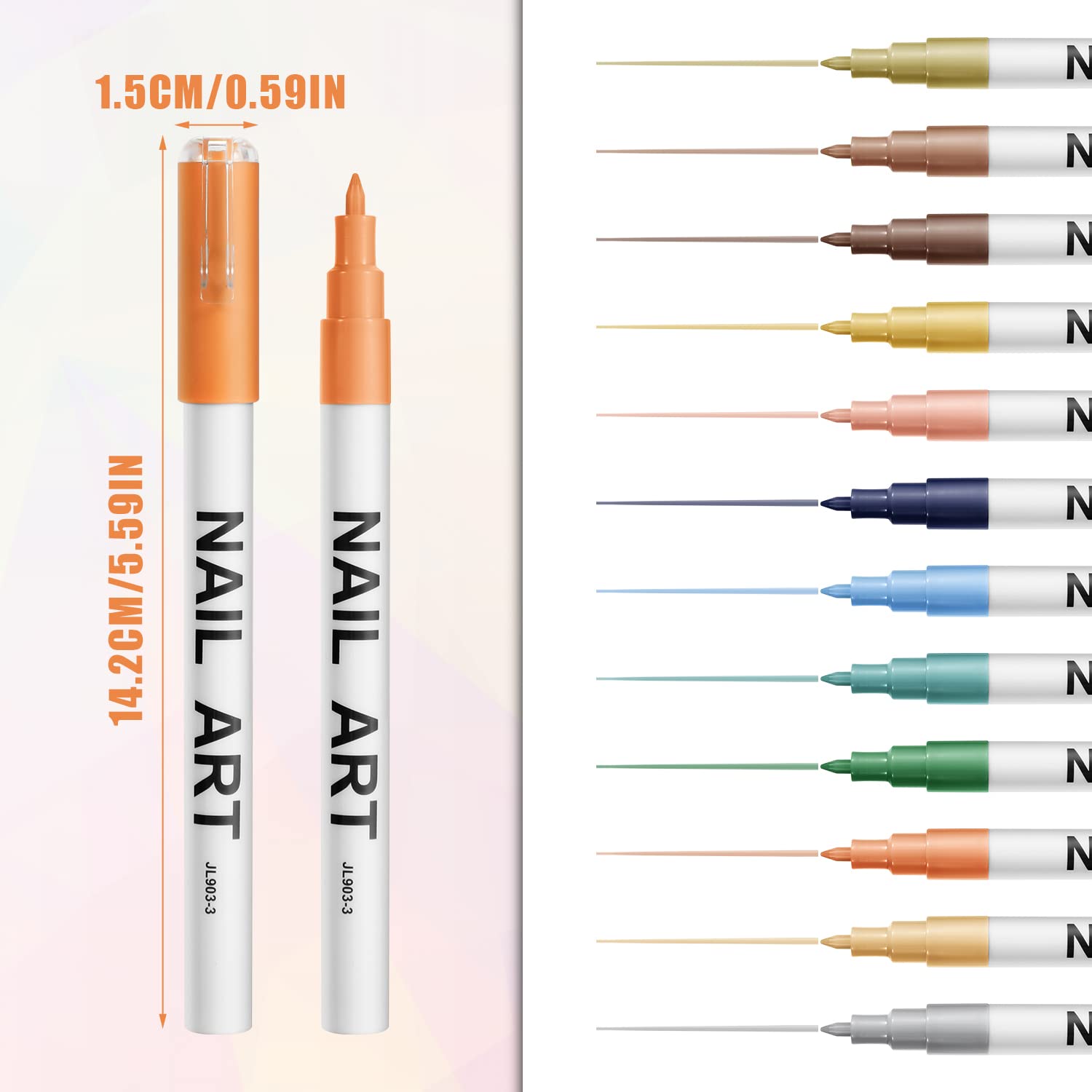 12pcs 3D Nail Art Pens Set - Fine Tip Nail Polish Drawing Pens for DIY Manicure, Nail Graffiti & Nail Art Design (12 Colors) - Perfect for Home Salon, Party Nails & Gift for Women Girls