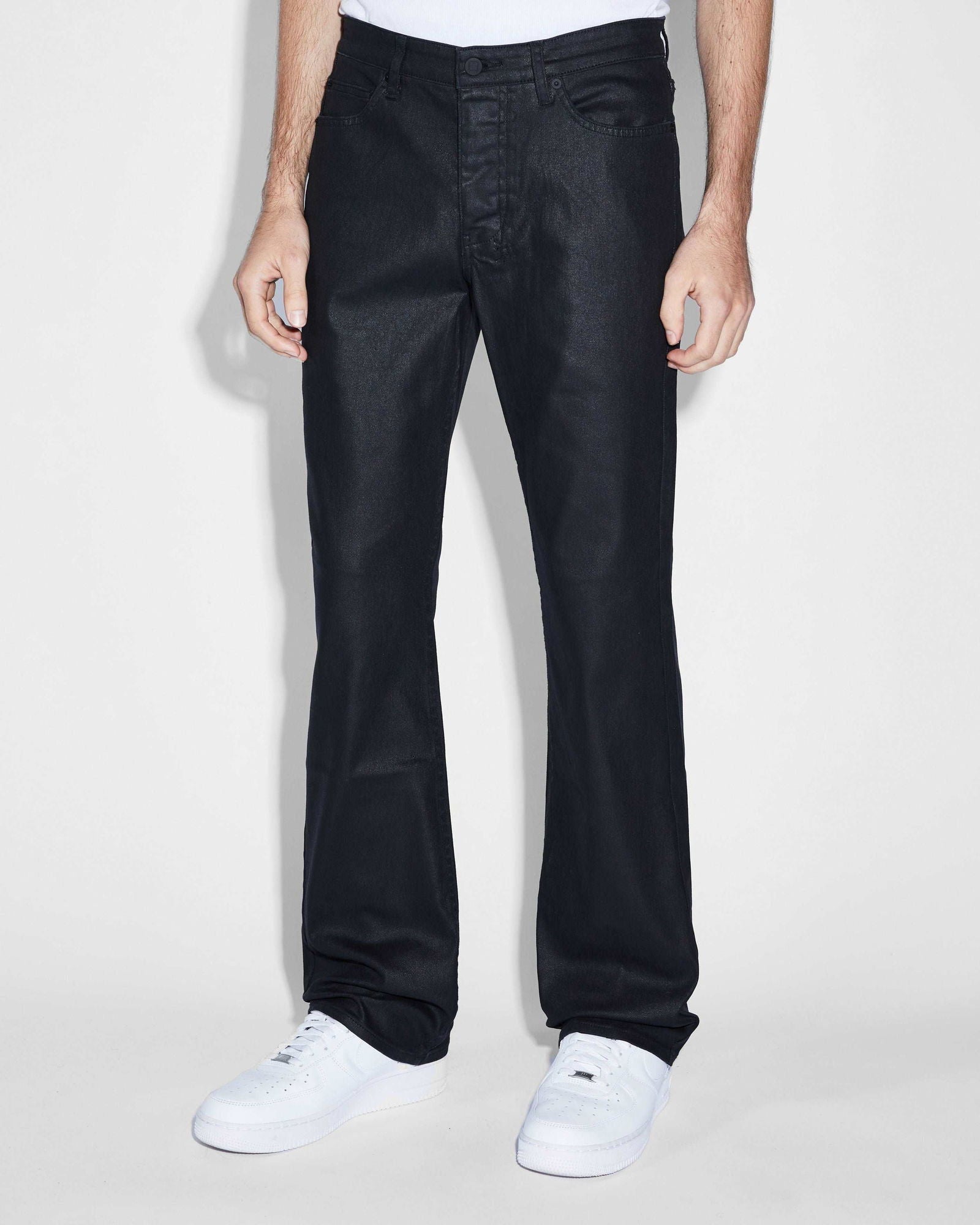 KSUBI Bronko Black Wax Coated Jeans - Stylish Slim Fit Denim Pants for Men | Perfect for Casual Wear, Night Out & Street Fashion