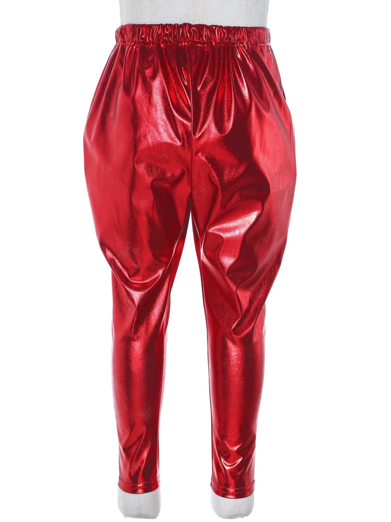 EasyForever Shiny Metallic Dance Pants for Girls & Boys - Stretchy Harem Tights for Jazz, Hip Hop, Latin & Ballet - Perfect for Dance Classes, Performances & Costumes