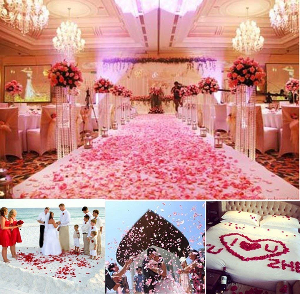 1000 Pcs Artificial Silk Rose Petals - Realistic Fake Rose Petals for Wedding Decor, Party Supplies, Bridal Shower, Table Scatter & Romantic Home Decoration