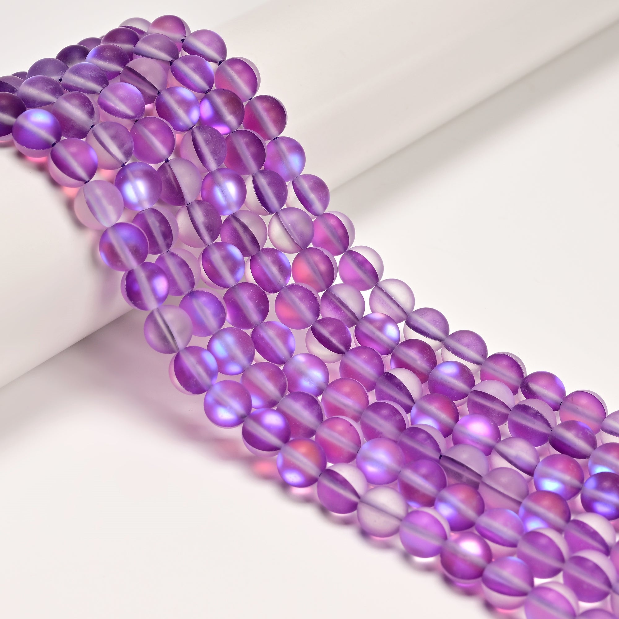 6mm 8mm 10mm 15.5 Inch Purple Mystic Mermaid Glass Matte Round Beads for Jewelry Making, DIY Crafts, Bracelets & Necklaces - 15.5 Strand