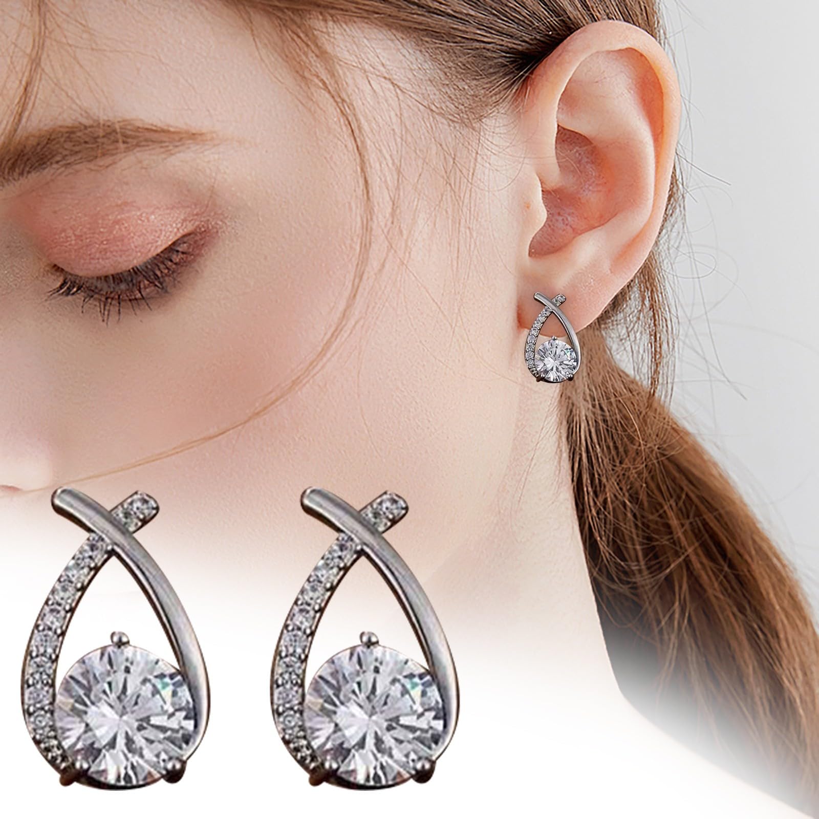 925 Sterling Silver Diamond Stud Earrings for Women - Elegant Wedding, Birthday & Anniversary Gift for Her - Perfect for Bridal Jewelry, Date Nights & Special Occasions
