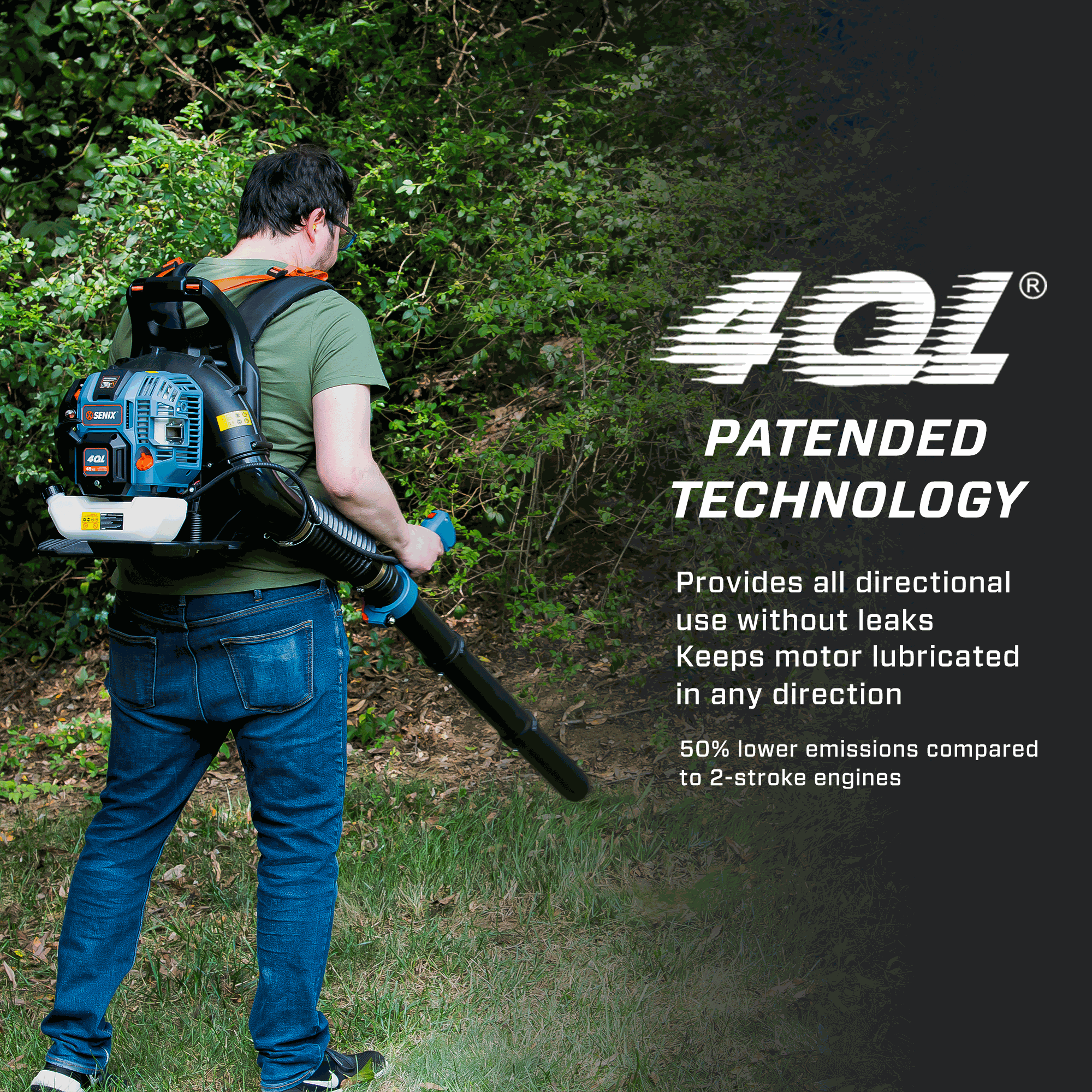 4QL® 49cc 4-Cycle Gas Powered Backpack Leaf Blower - Powerful Yard Cleanup for Lawns, Driveways & Outdoor Spaces