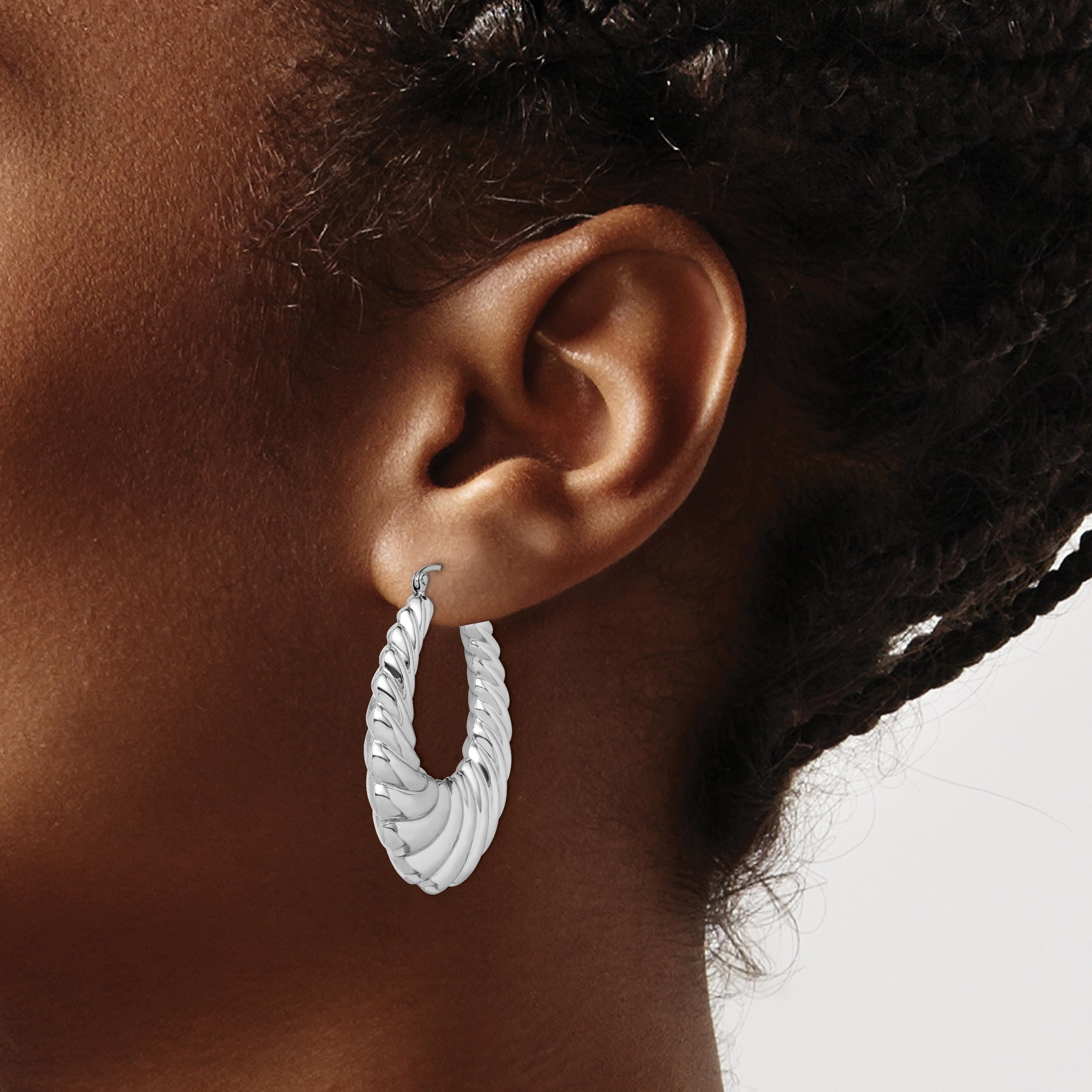 925 Sterling Silver Shrimp Oval Large Hoop Earrings for Women - Elegant Dangle Drop Earrings for Party, Wedding & Everyday Wear
