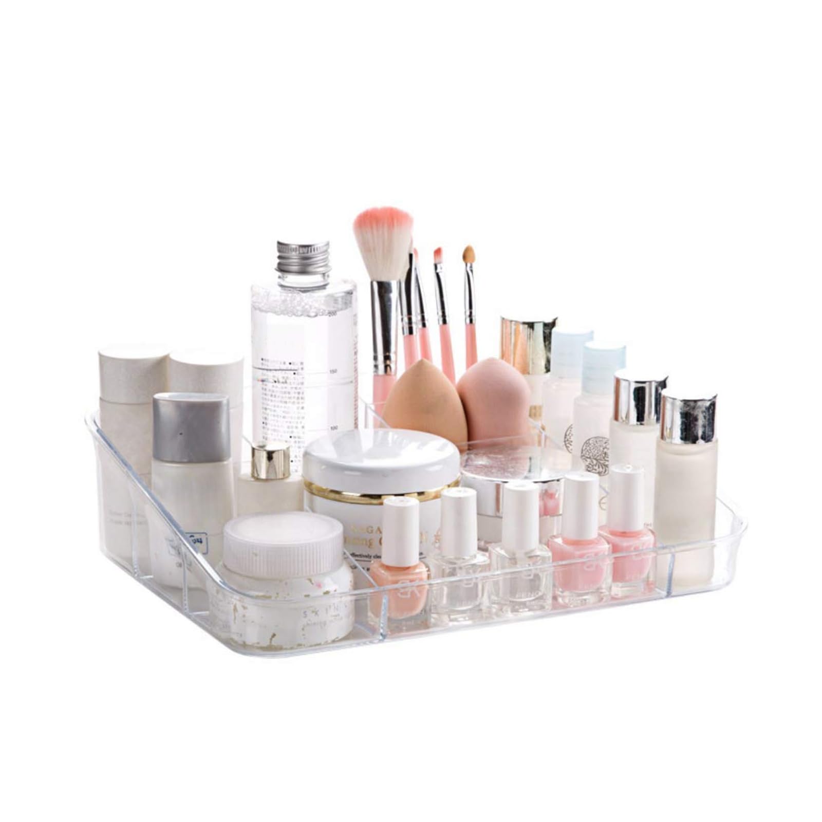 SUNFICON Makeup Organizer with Trays - Cosmetic Storage Box & Vanity Organizer Set for Makeup Brushes, Lipsticks, and Skincare | Perfect for Bathroom Countertops, Dressing Tables, and Travel