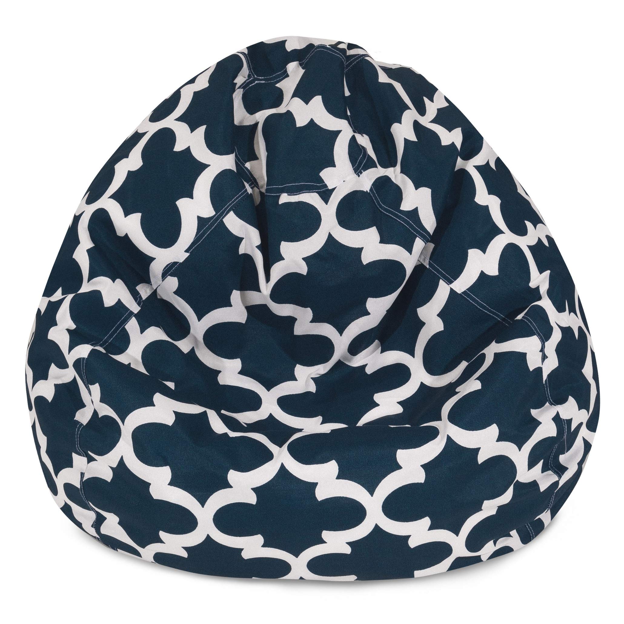 Majestic Home Goods Trellis Large Classic Bean Bag Chair - Navy Blue Oversized Comfortable Lounge Chair for Adults & Teens - Perfect for Living Room, Game Room, Dorm or Bedroom Relaxation