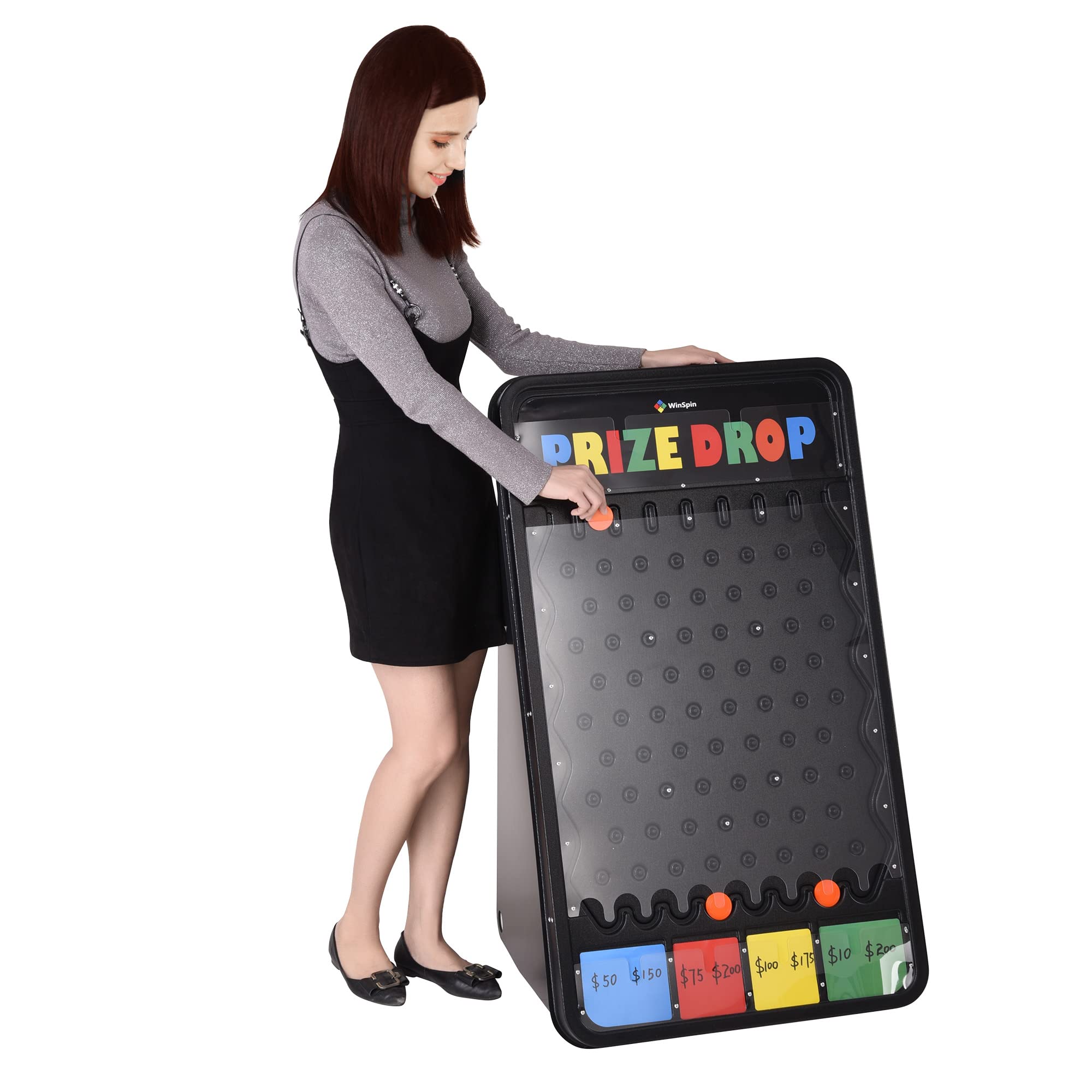 WinSpin 41x25 Inch Foldable Prize Drop Board Game Set with 12 Playing Pucks - Perfect for Carnivals, Trade Shows, Parties & Live Stream Events - Fun Interactive Game for Kids & Adults