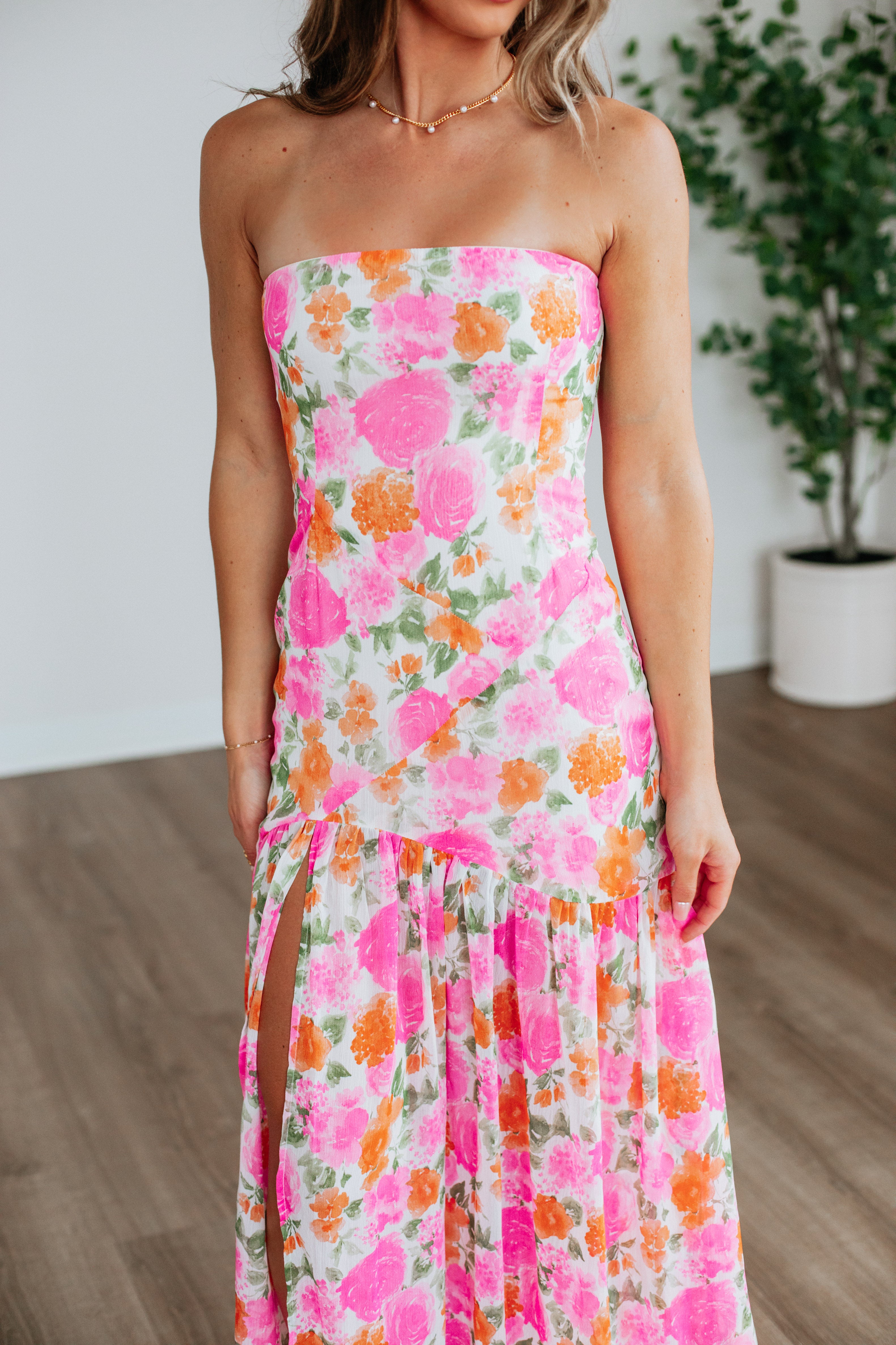 Audrey Floral Print Summer Dress for Women - Elegant Midi Dress for Wedding, Party & Vacation