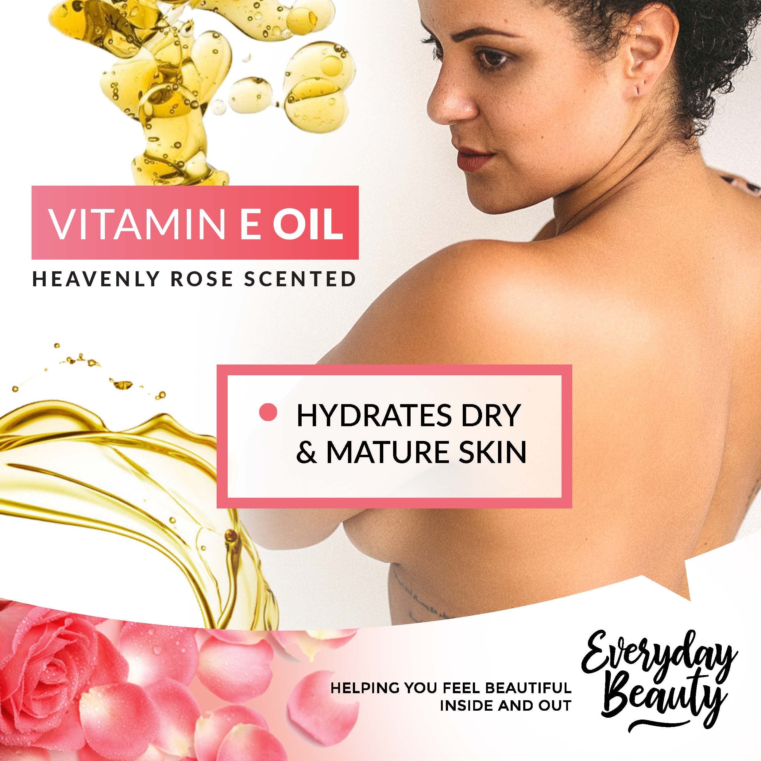 Organic Vitamin E Oil 32 oz - USDA Certified 100% Natural Plant-Based with Heavenly Rose Scent - Lightweight Formula for Scars, Face, Skin & Nails - Perfect for Post-Surgery Care, Anti-Aging & Daily Moisturizing