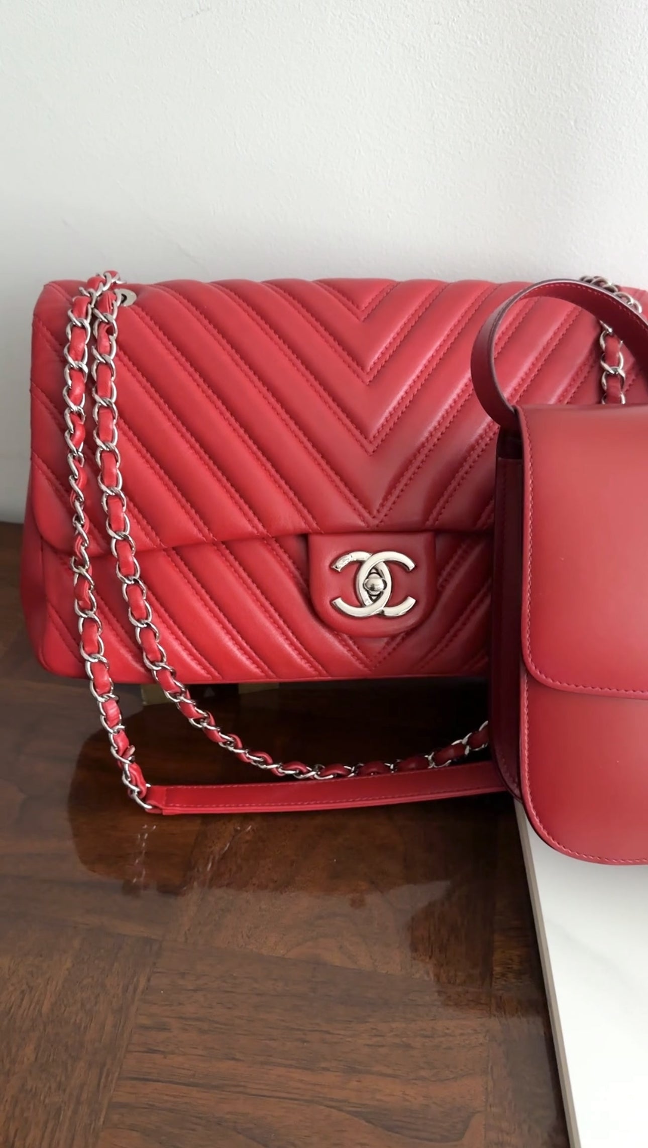 Chanel Red Jumbo Chevron Quilted Single Flap Bag with Silver Hardware - Luxury Designer Handbag for Women, Perfect for Parties, Date Nights & Special Occasions