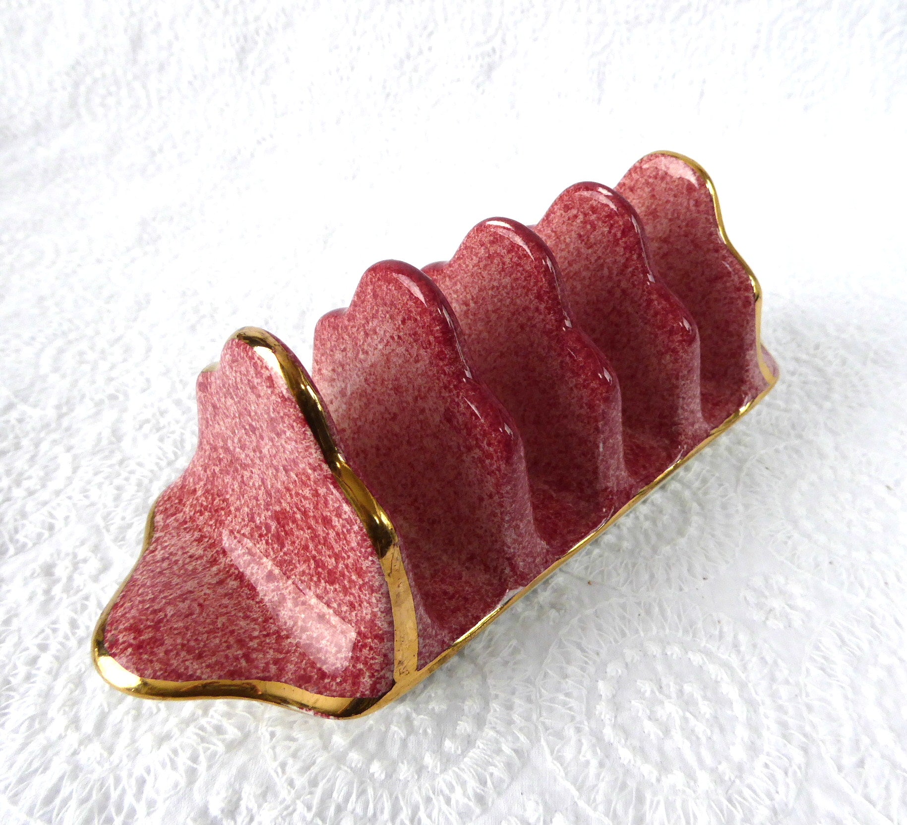 Vintage Royal Winton Pink Mottled Toast Rack - 1950s Retro Toast Holder for Tea Party & Breakfast - Elegant Tableware for English Afternoon Tea & Brunch Gatherings
