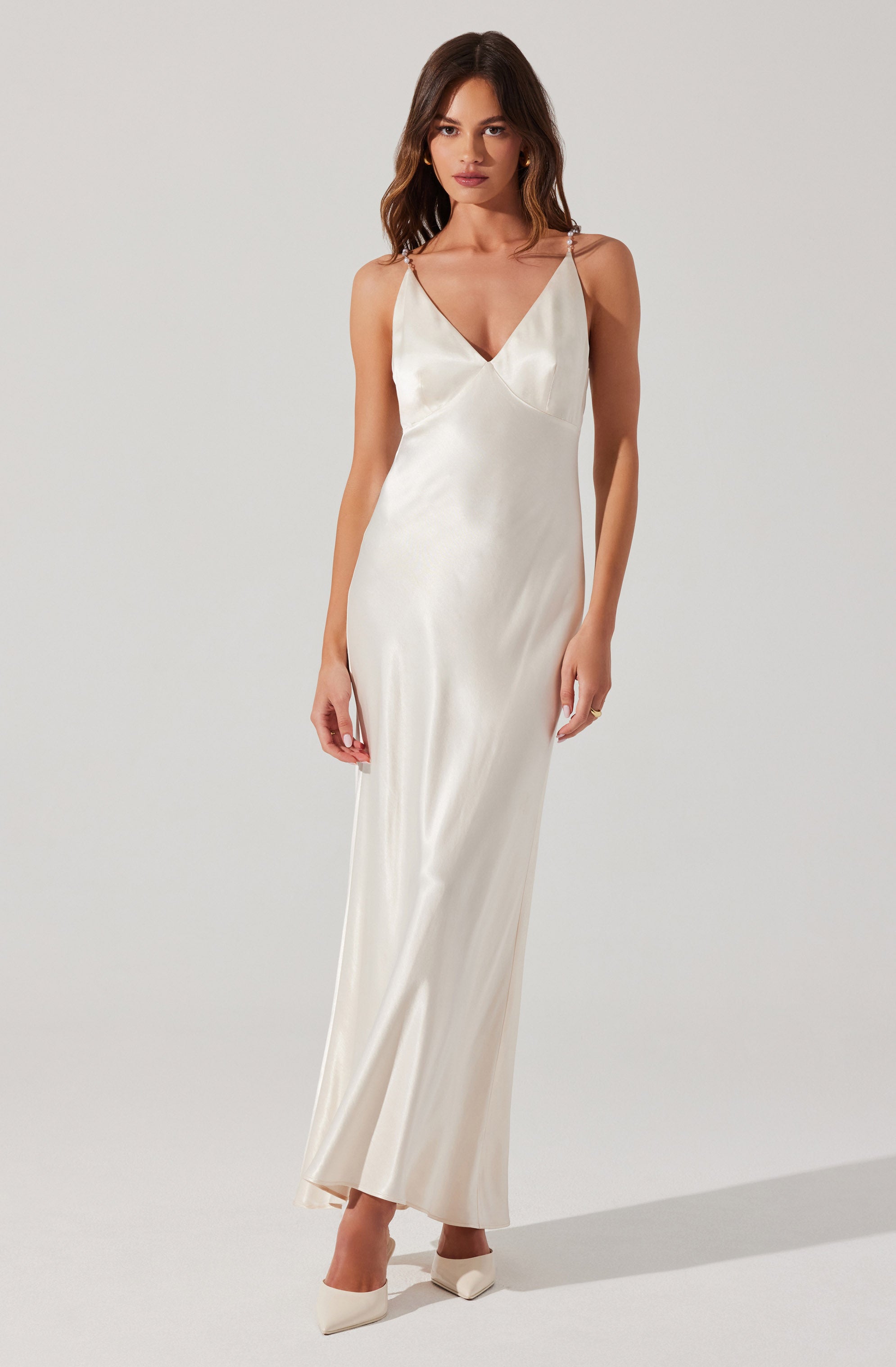 Elegant Maxime Pearl Straps Maxi Dress for Women - Summer Beach Wedding Party & Vacation Outfit