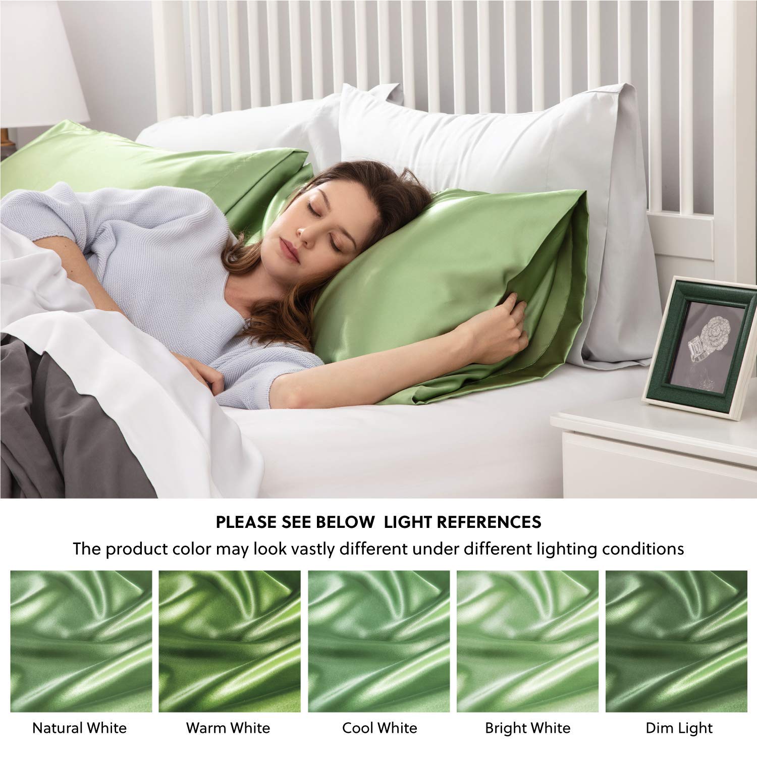 Luxury Satin Pillowcase for Hair and Skin Care - 2 Pack Super Soft Cooling Pillow Covers (20x30 Inches) with Envelope Closure - Sage Green - Perfect for Beauty Sleep, Frizz Control & Skin Hydration