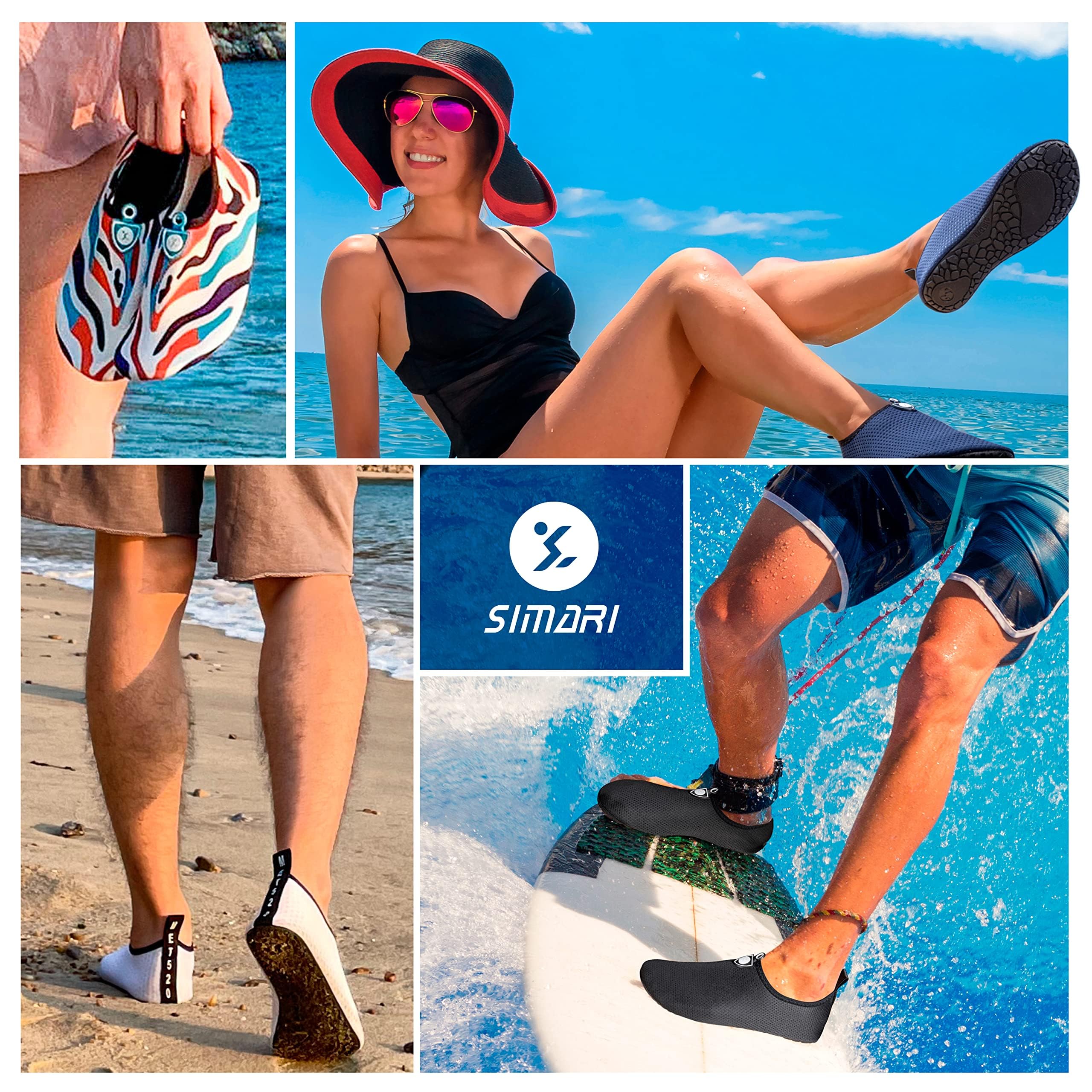 SIMARI Women's & Men's Quick-Dry Water Shoes - Barefoot Aqua Socks for Beach, Swimming, Yoga, Snorkeling & Outdoor Sports | Lightweight & Comfortable for Pool, Surfing & Water Activities | SWS001