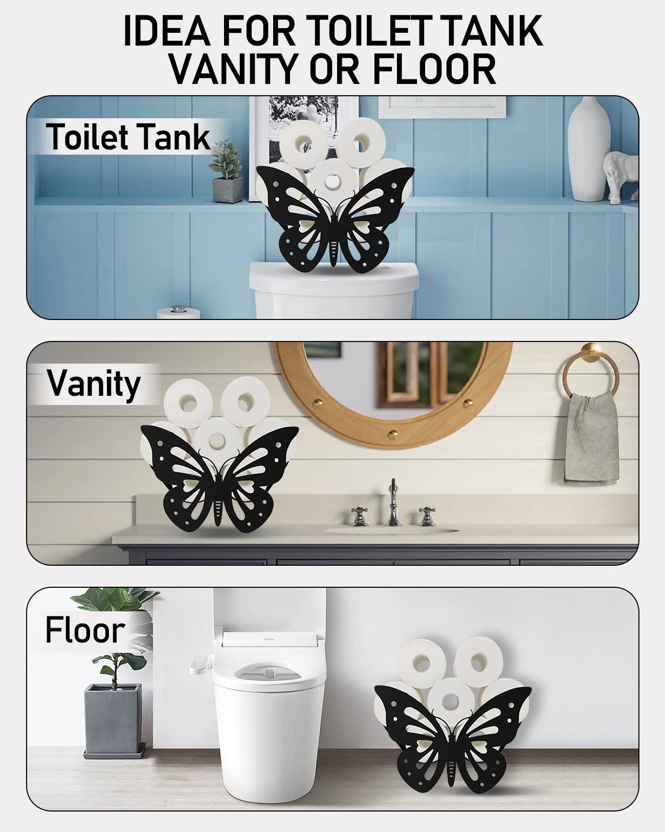 Whimsical Butterfly Toilet Paper Holder - Wall Mount & Free Standing for Bathroom Decor