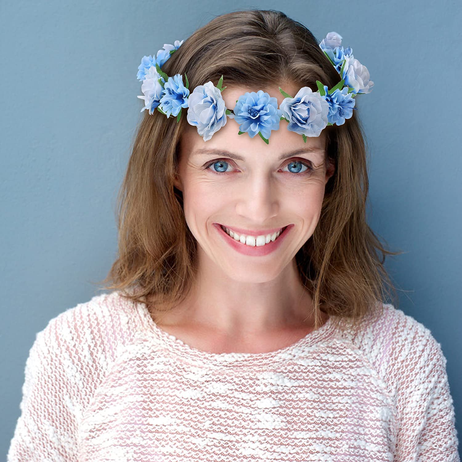 8 Pack Boho Flower Crown Headbands - Adjustable Handmade Daisy Rose Sunflower Tiara Wreath for Women, Brides, Bridesmaids, Girls & Teens - Perfect for Weddings, Hawaiian Parties, Festivals & Photo Shoots