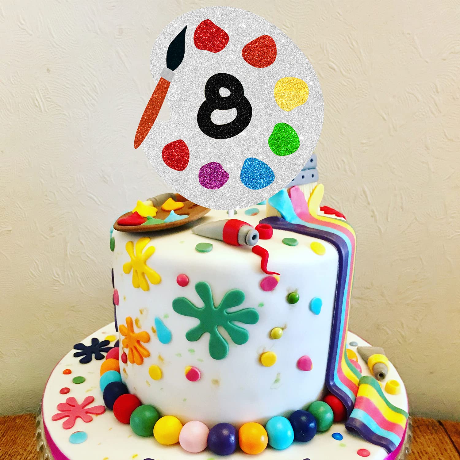 8th Birthday Art Party Cake Topper - Eight Year Old Gooey Paint Themed Cake Decoration for Boys & Girls | Artist Painter Brush Palette Design | Perfect for Birthday Parties, Baby Showers & Creative Celebrations