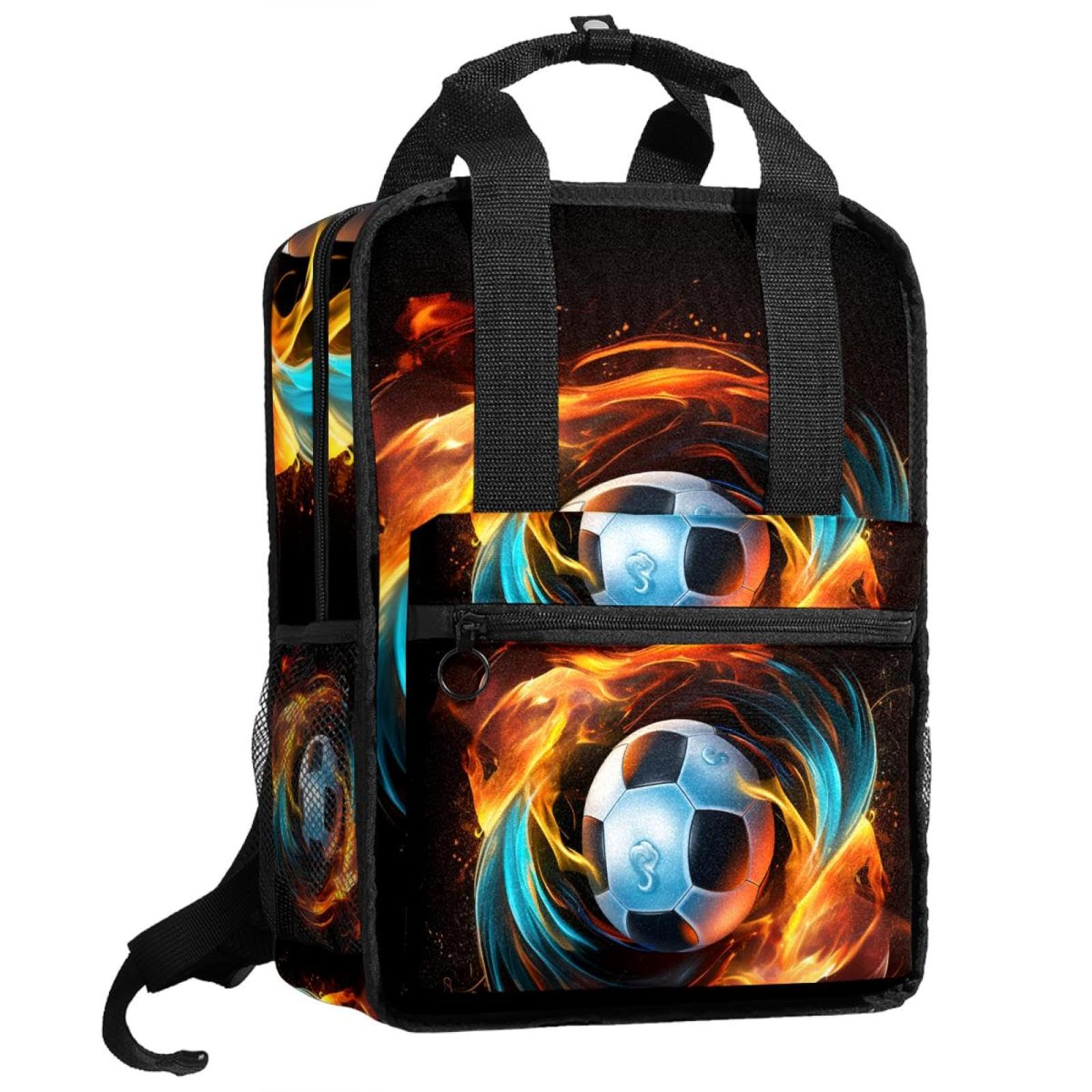 Stylish Travel Backpack for Women & Men - Durable Flaming Football Design - Perfect for Hiking, Gym, Work & School Backpack