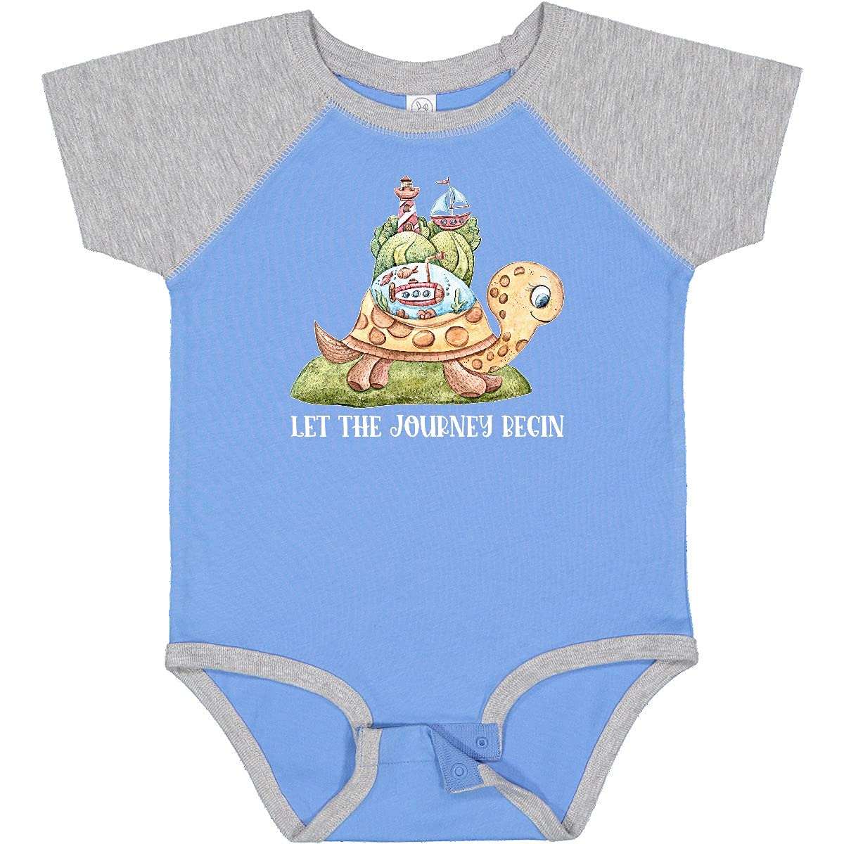Inktastic Let The Journey Begin - Adorable Watercolor Turtle Ocean Print Baby Bodysuit for Boys & Girls - Perfect for Beach Vacations, Newborn Photos & Everyday Wear