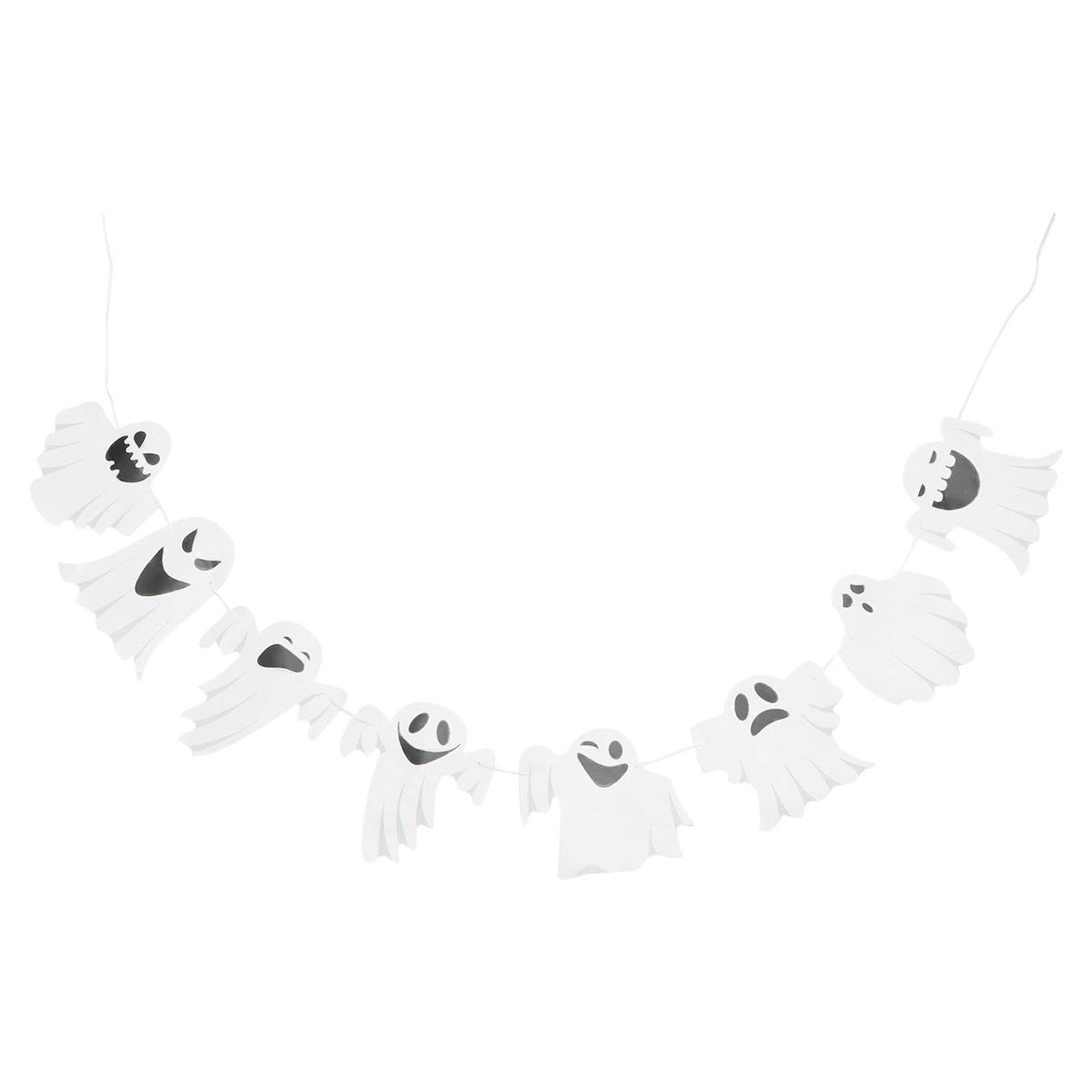 3 Pack White Hanging Paper Garland - Halloween Party Decorations, Wreath & Banner for Home, Indoor & Outdoor Halloween Decor - Perfect for Halloween Parties, Door Decor, and Spooky Home Decorations