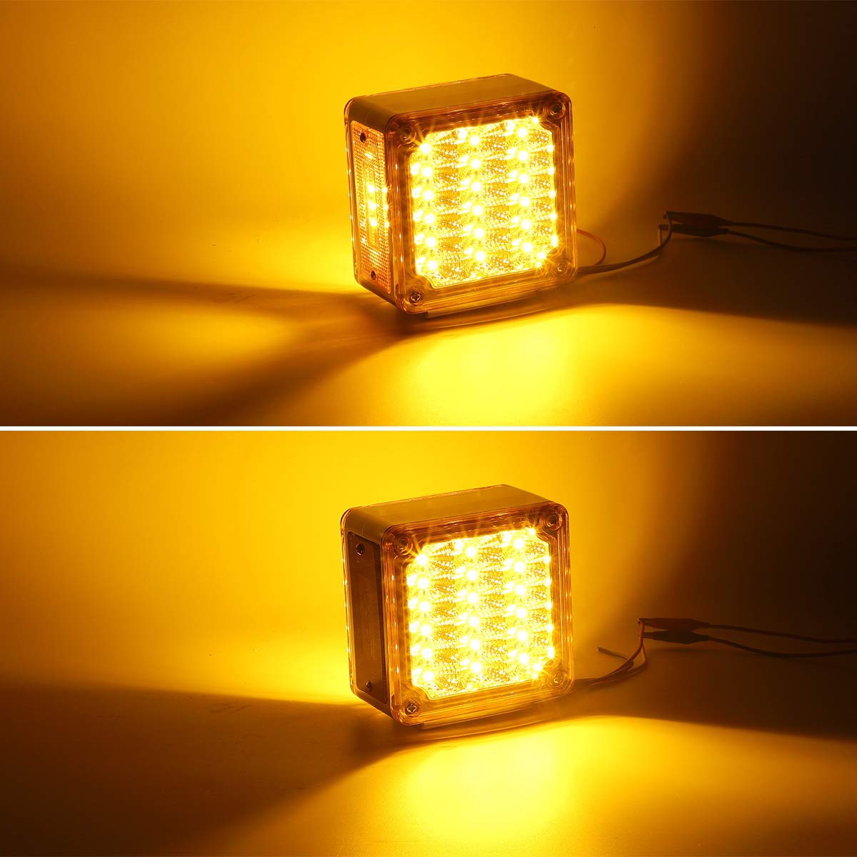 Partsam 39 LED Amber/Amber Double Face Truck Turn Signal Lights - Stud Mount Fender & Side Marker Lights for Heavy Duty Trucks, Trailers (Freightliner, Peterbilt, Mack, Western Star) - Durable Safety Lighting for Night Driving & Road Visibility