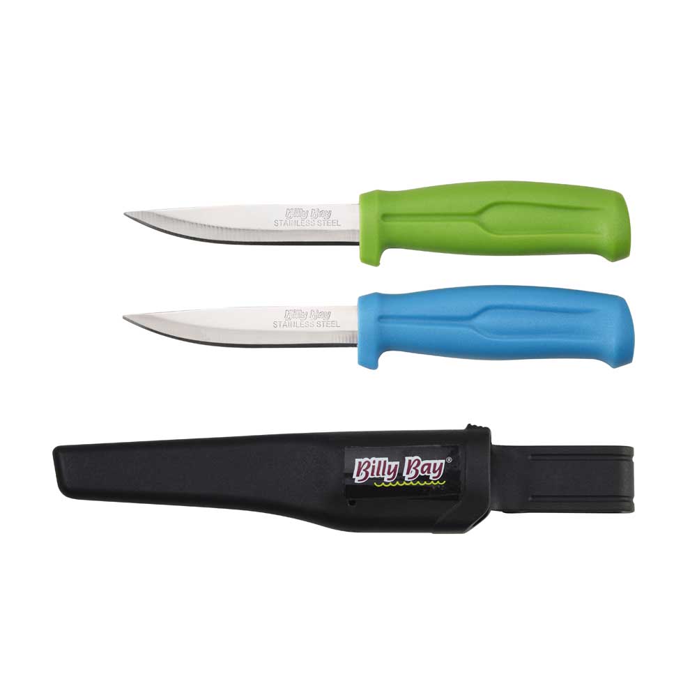 Billy Bay 3.75 Inch Stainless Steel Bait Knife - Sharp Fishing Fillet Knife for Cutting Bait, Cleaning Fish - Perfect for Saltwater & Freshwater Fishing, Camping, and Outdoor Adventures