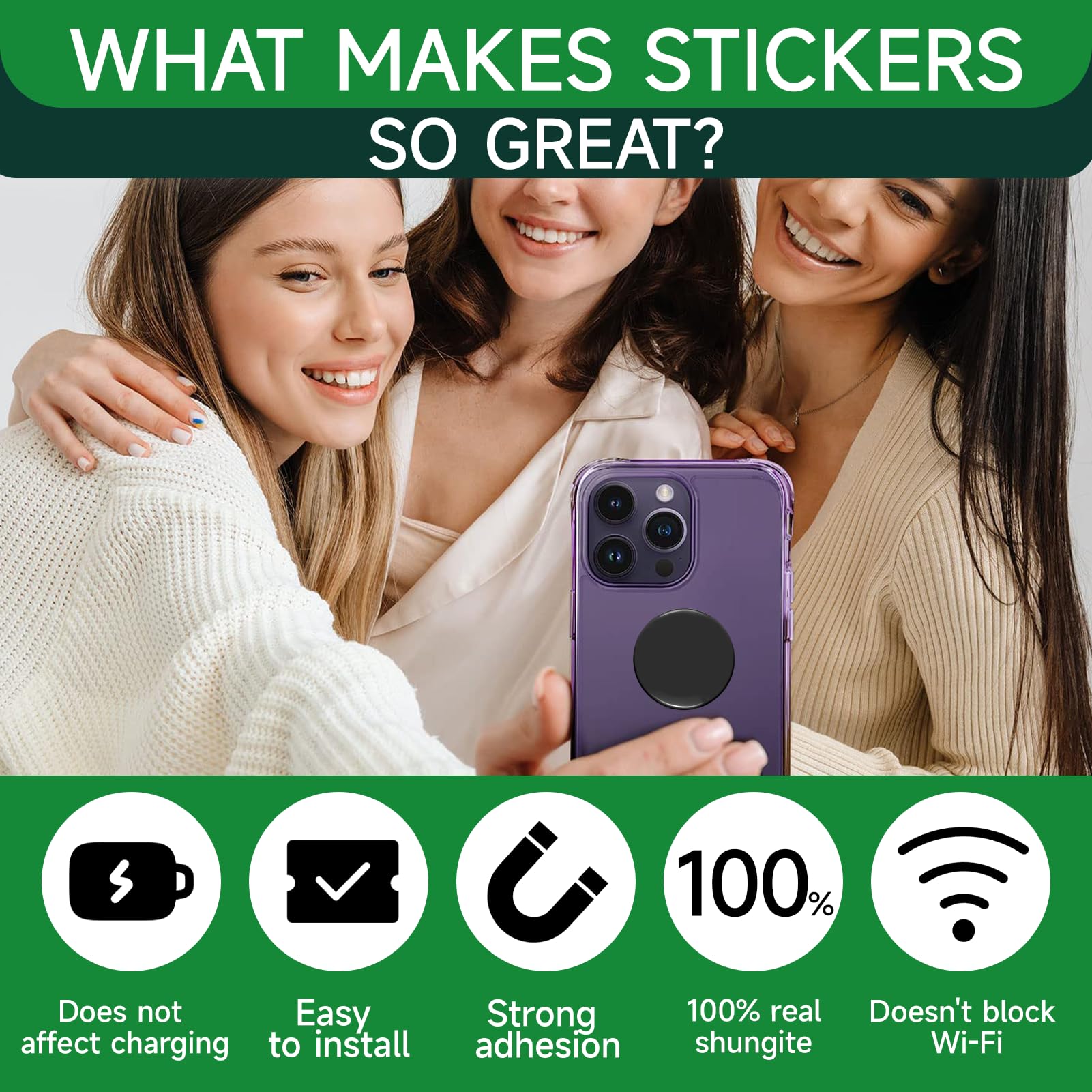 6 Pcs Shungite Neutralizer Sticker for Cell Phone, Tablet, Laptop & Computer - 20mm/0.79 Inch Shungite Stones Plate for EMF Protection & Energy Balancing