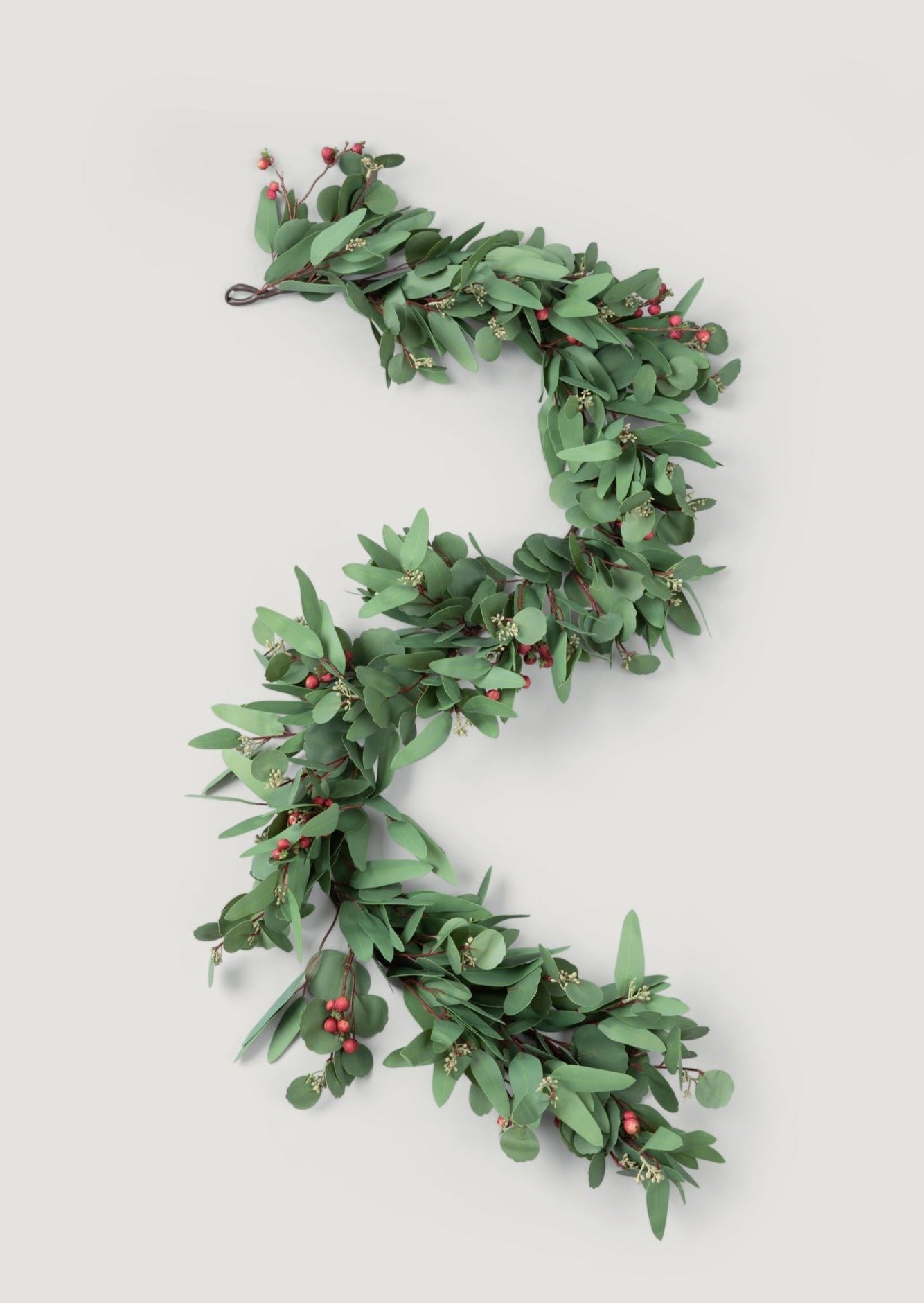 Premium Faux Seeded Eucalyptus Garland with Burgundy Berries - 60 Inch Artificial Greenery for Home Decor, Wedding Centerpieces, and Holiday Mantel Decorations