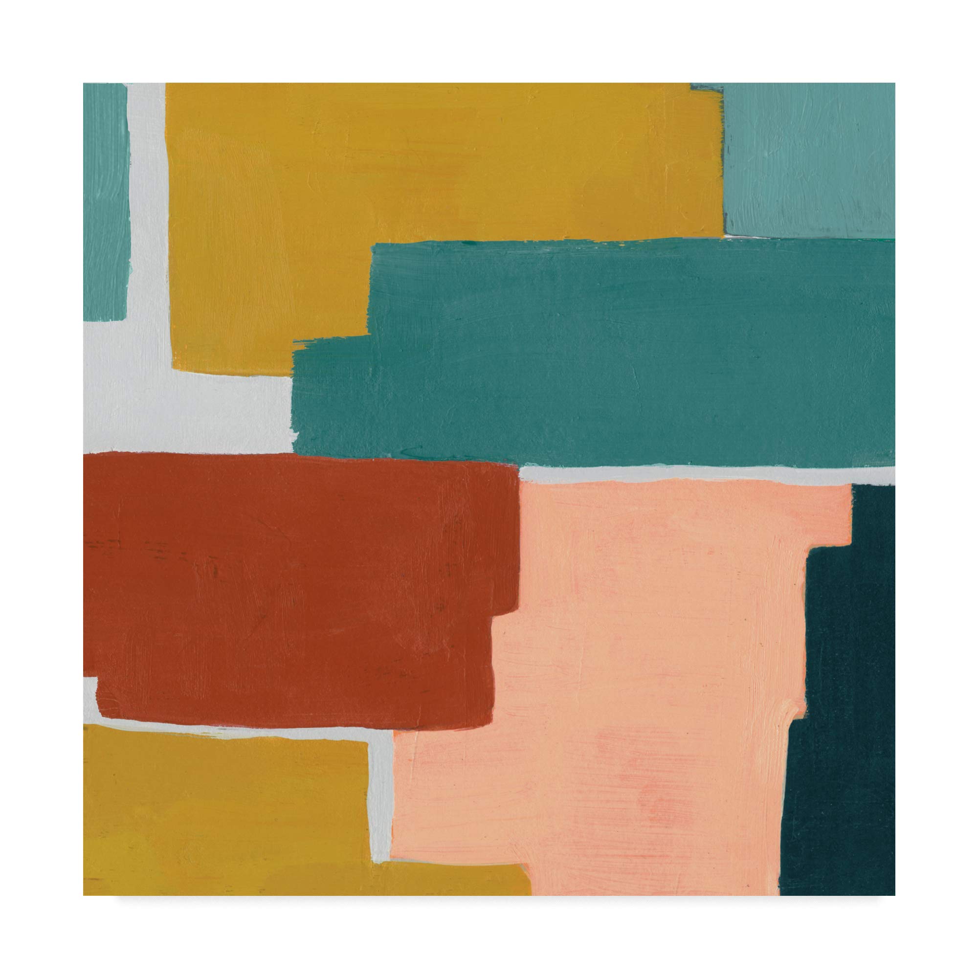 Grace Popp Block Abstract IV - 18x18 Inch Modern Wall Art Print - Premium Trademark Fine Art for Living Room, Bedroom & Office Decor