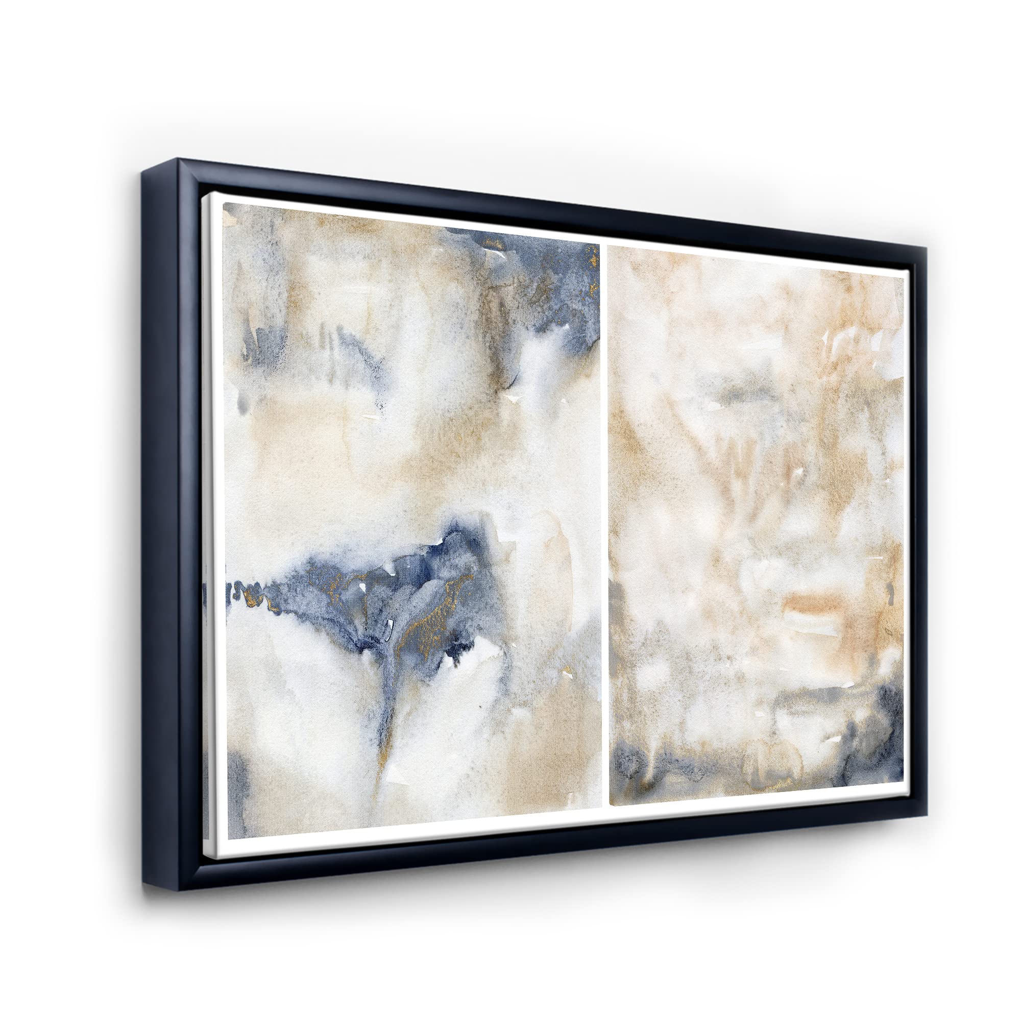 Abstract Pink Gold Beige and Dark Pastel Strokes Framed Canvas Wall Art - Modern Home Decor for Living Room, Bedroom & Office