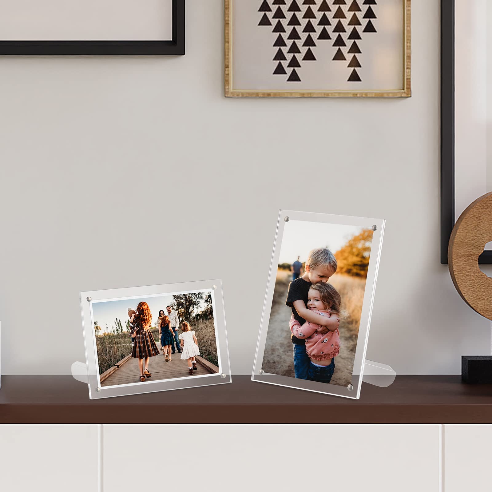 6x8 Inch Clear Acrylic Magnetic Photo Frames - 3 Pack Double Sided Tabletop Display Frames for Family Photos, Postcards, and Memories | Perfect for Home Decor, Office Desk, and Gift Giving