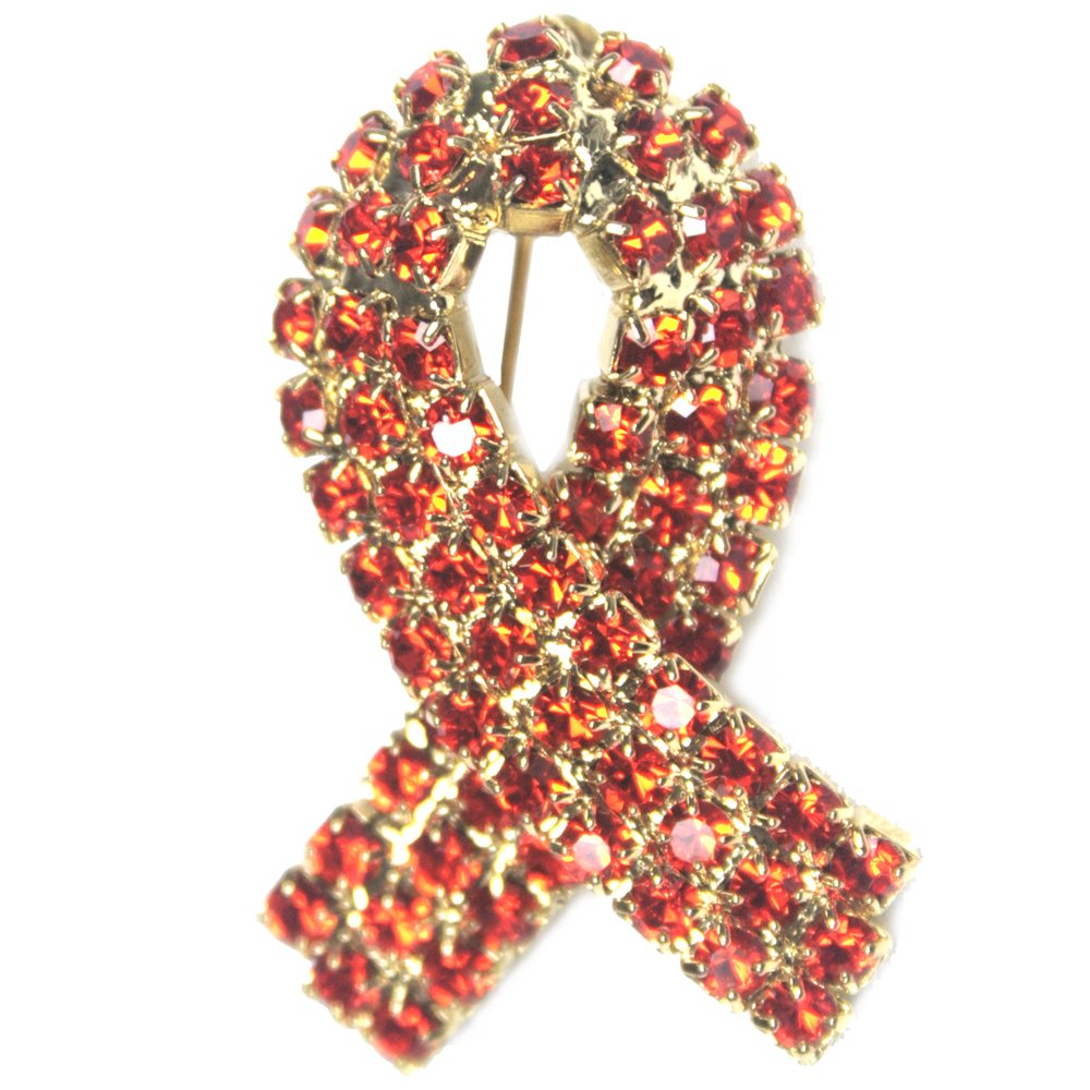 Orange Rhinestone Ribbon Pin for Women - Elegant Brooch for Dresses, Jackets, Hats & Accessories - Perfect for Parties, Weddings & Special Occasions