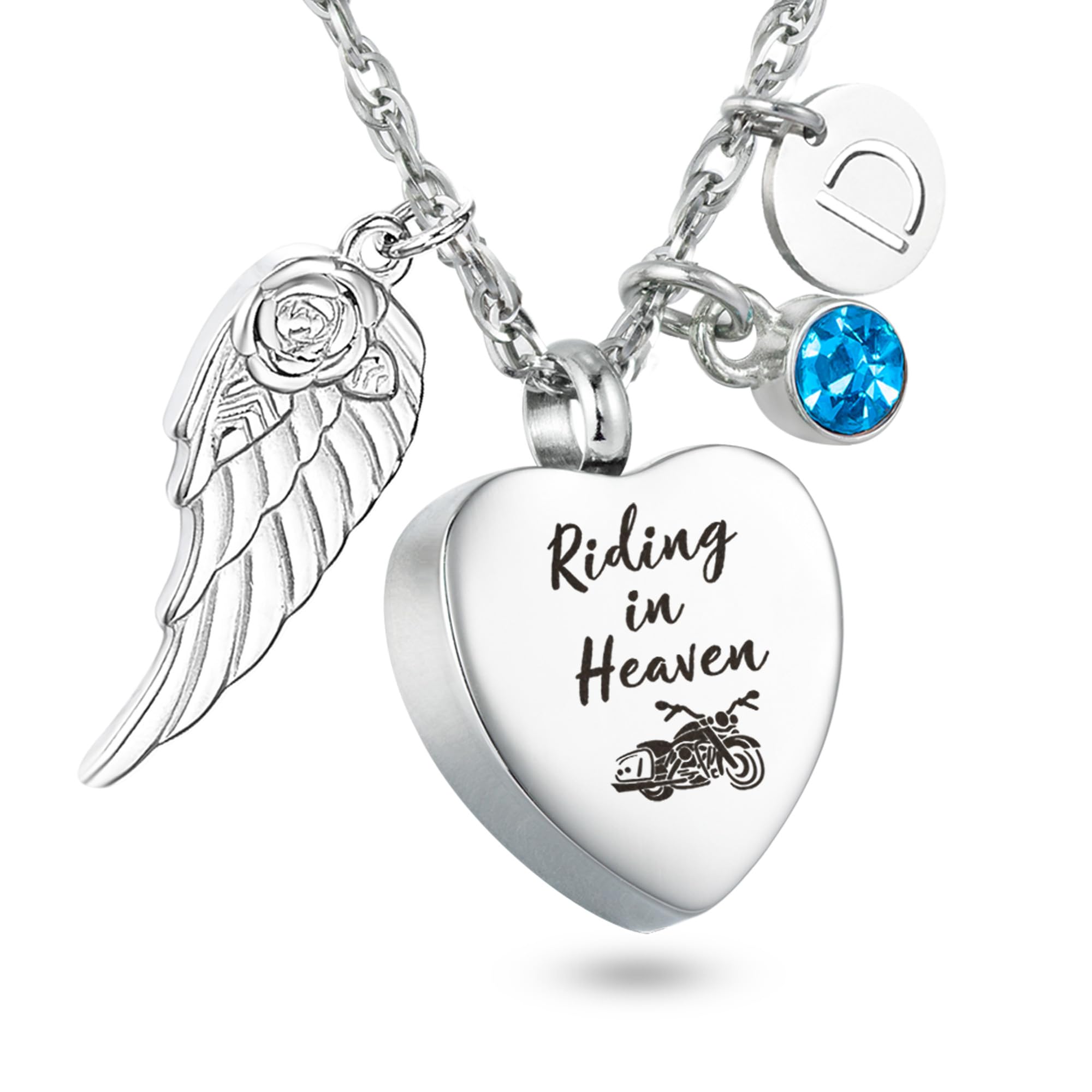 Motorcycle Urn Necklace for Ashes - Rider Memorial Jewelry for Bikers