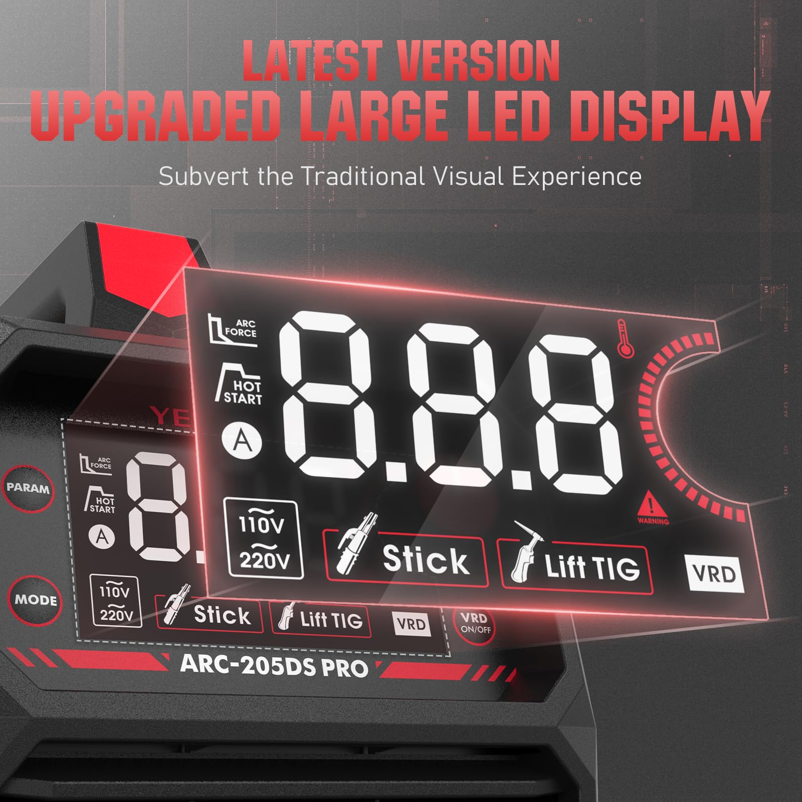 YESWELDER True Color Solar Powered Auto Darkening Welding Helmet with Large Viewing Area - Ideal for MIG, TIG, and Arc Welding | YESWELDER 205Amp IGBT Inverter Stick Welder with Large LED Display - Perfect for Home DIY, Metal Fabrication, and Professional Welding Projects