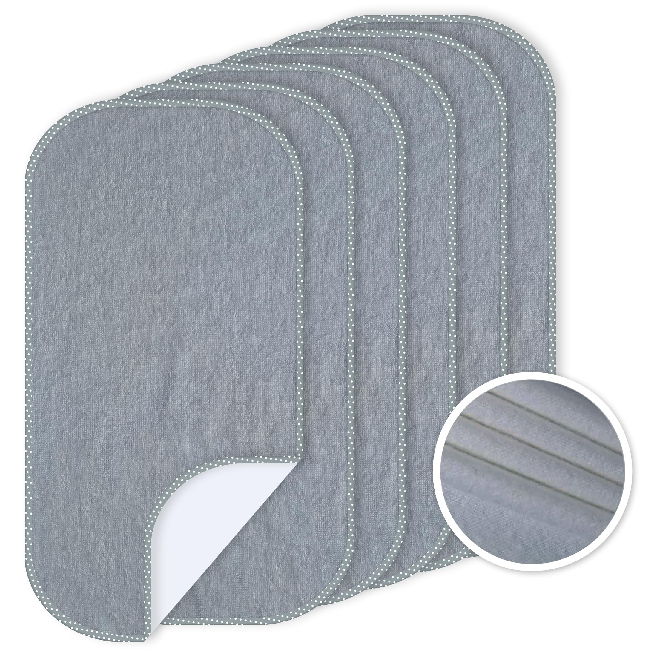 Waterproof Baby Changing Pad Liners (6 Pack) - Reusable & Washable Changing Table Cover for Diaper Changing Station, Portable Diaper Changing Mat - Perfect for Nursery, Travel & On-the-Go Diaper Changes (Grey)
