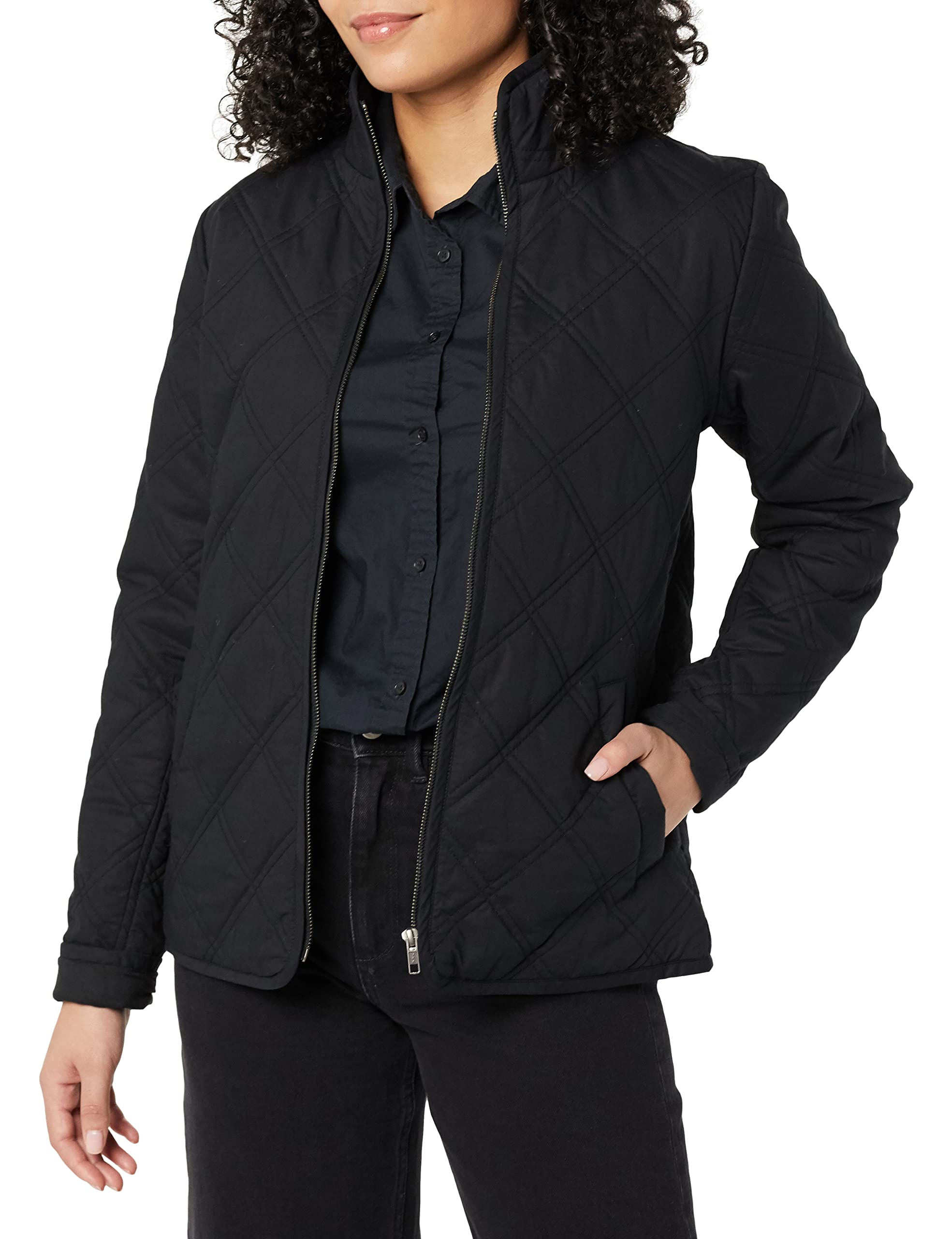 Amazon Essentials Women's Lightweight Padded Jacket - Water-Resistant Winter Coat with Hood, Warm Quilted Outerwear for Hiking, Travel & Everyday Wear