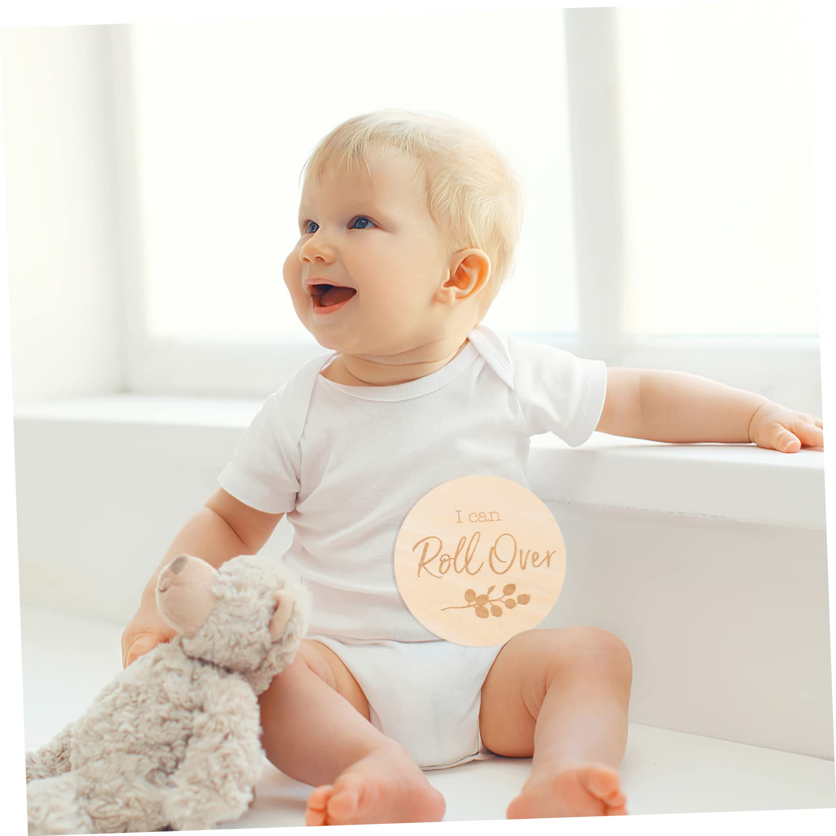 ORFOFE Wooden Baby Milestone Cards - 12 Pack Growth Sign Discs for Newborn Photography, Nursery Decor & First Birthday Party Decorations - Perfect for Baby Shower Gifts and Monthly Photo Props