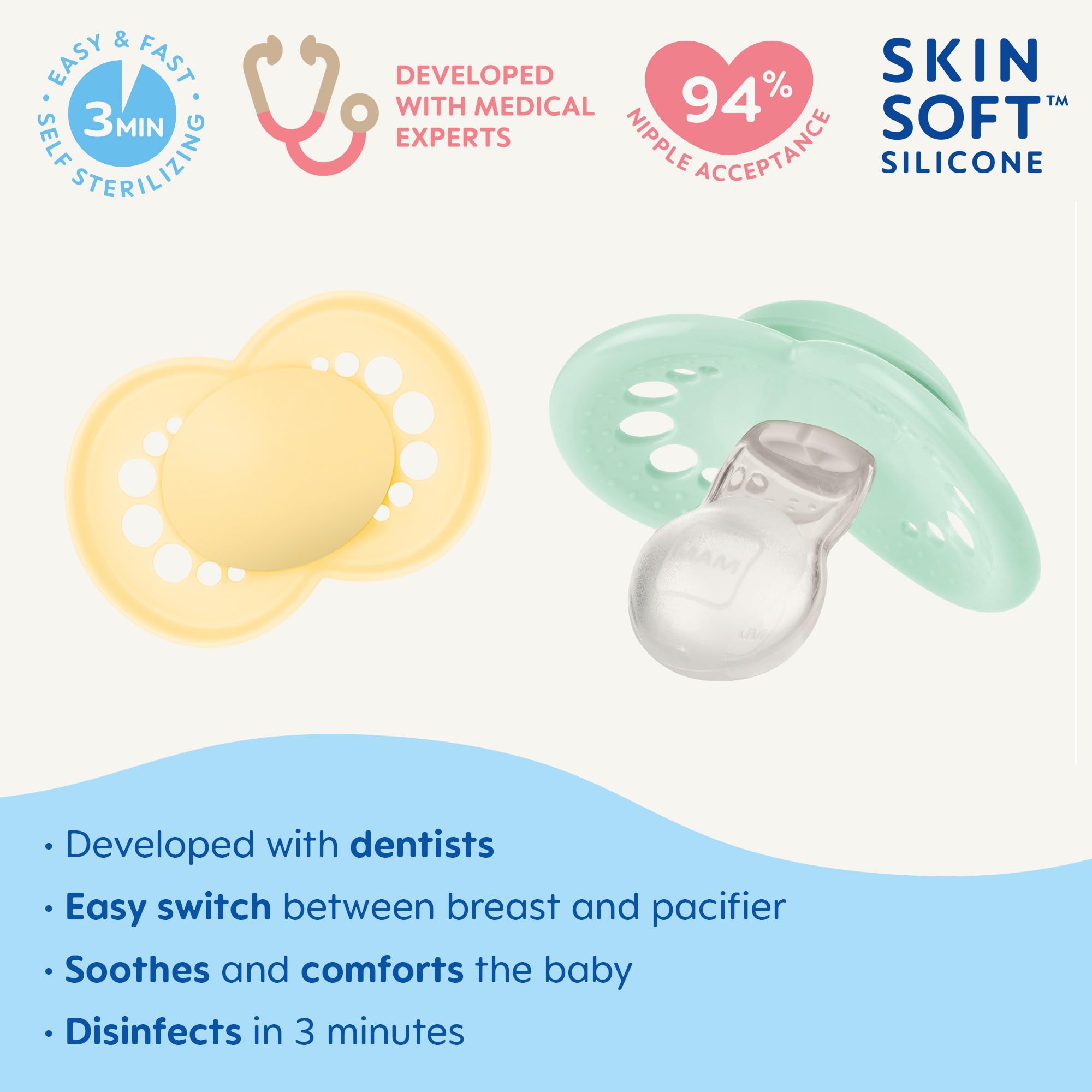 MAM Original Matte Baby Pacifiers for 16+ Months - BPA-Free Silicone Nipple, Easy to Clean, Doctor-Recommended for Breastfed Babies - 2 Pack with Sterilizer Case - Perfect for Soothing, Travel & Daycare Use