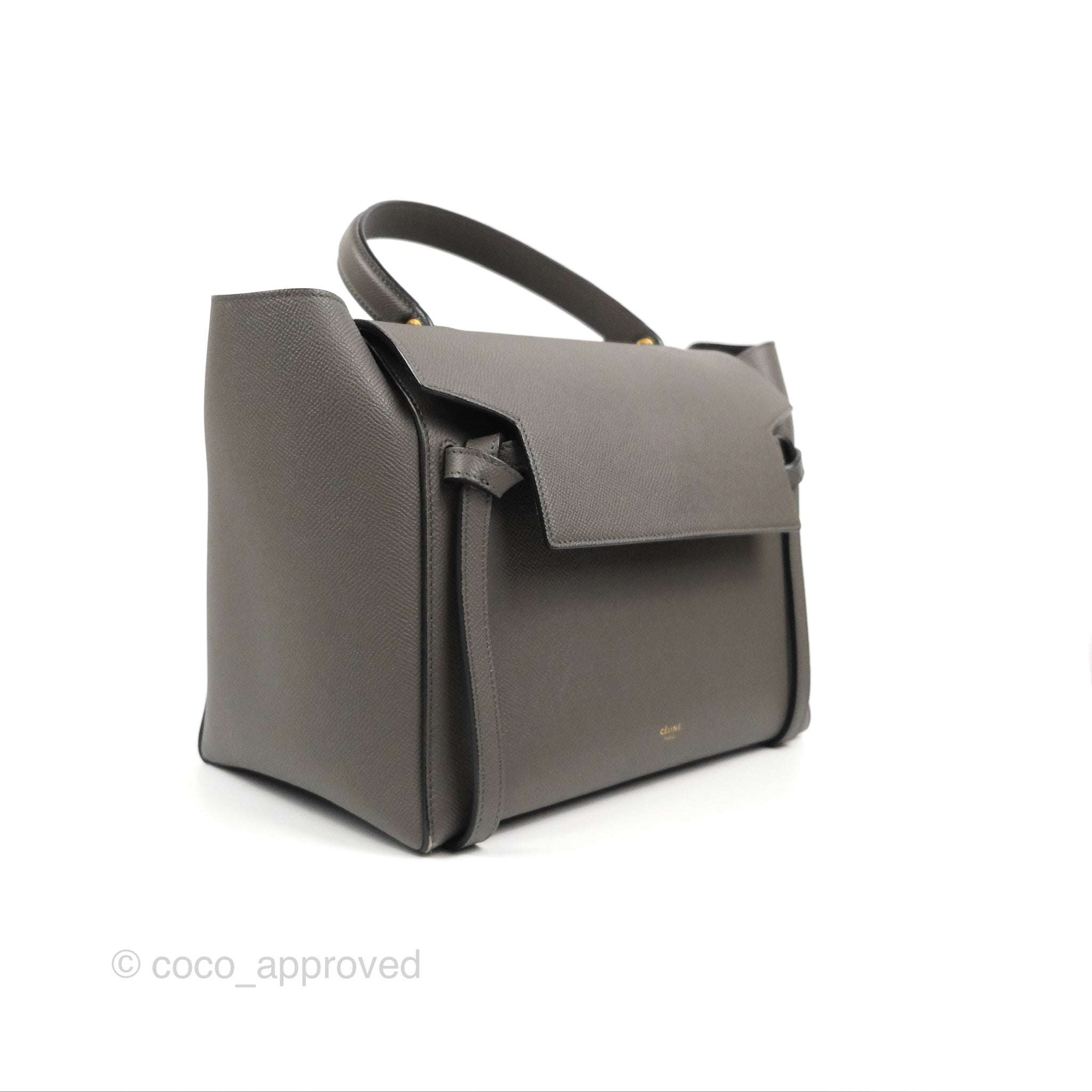 Celine Mini Belt Bag in Dark Grey Grained Calfskin Leather - Stylish Crossbody Purse for Women, Perfect for Work, Travel & Everyday Use