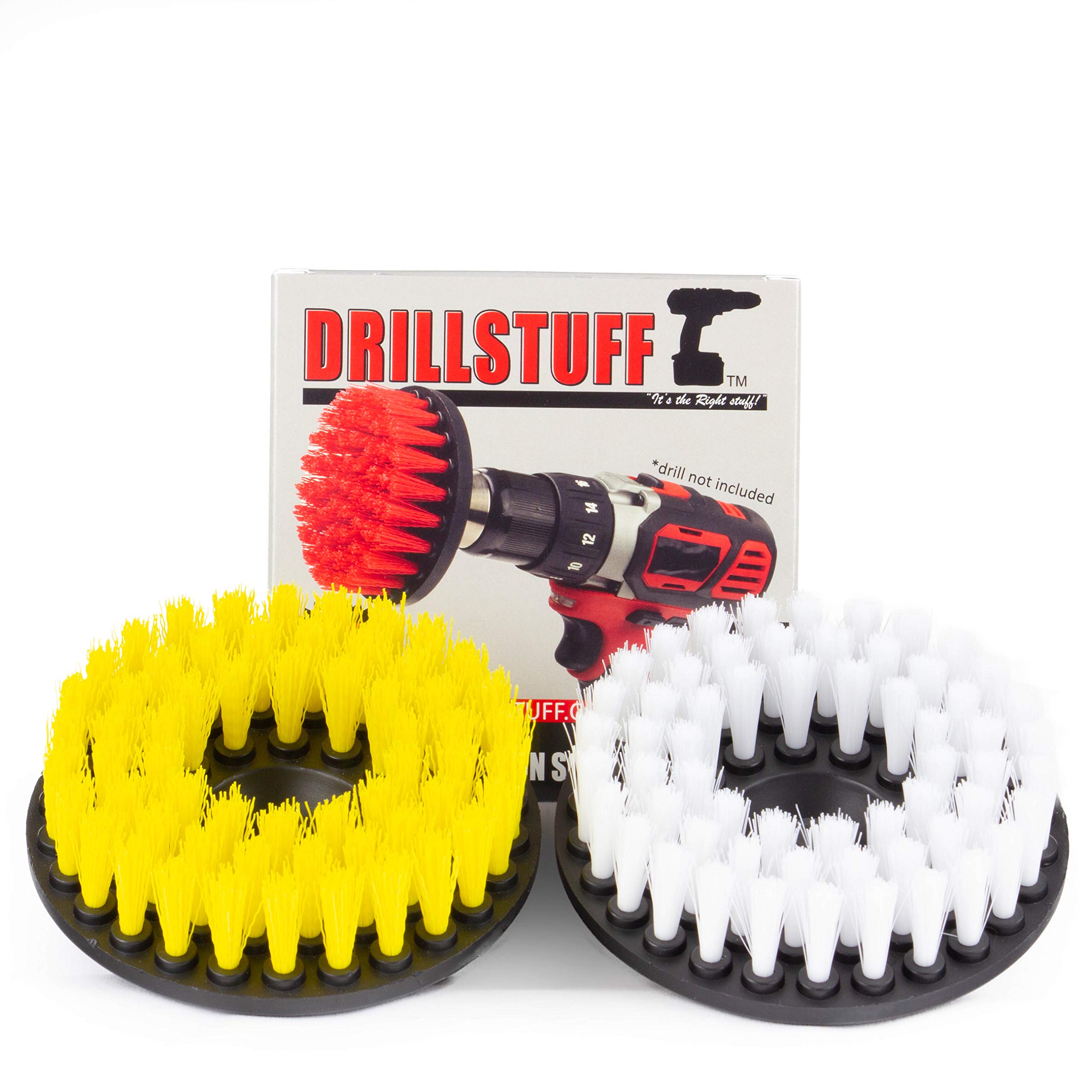 Best Drill Brush Cleaning Kit for Bathroom & Shower - Glass Cleaner, Hard Water Stain Remover & Grout Cleaner - Perfect for Shower Doors, Bathtubs, Sinks & Flooring - Includes Bath Mat & Carpet Accessories - Multi-Surface Spin Brush for Leather, Tiles & More